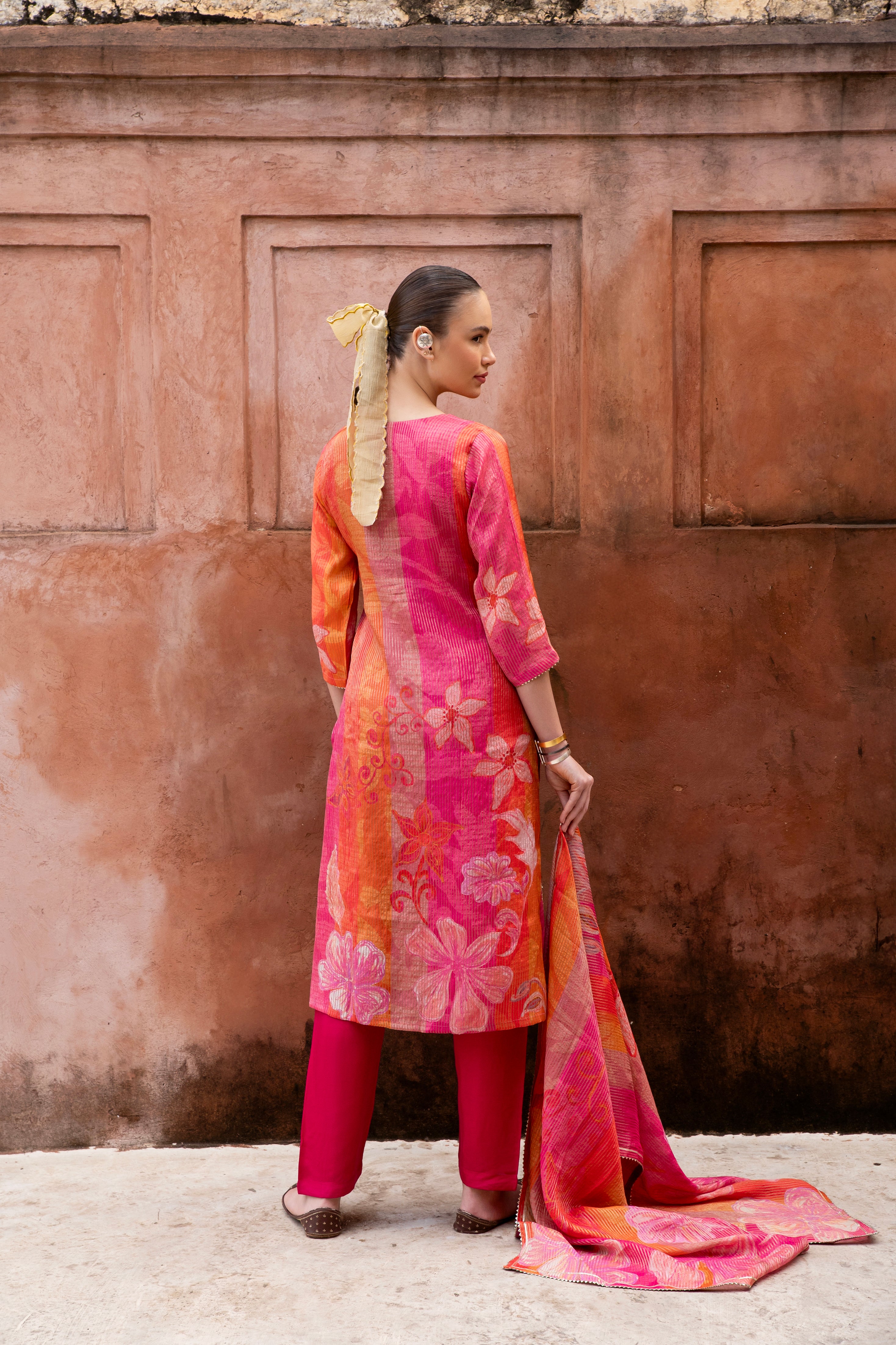 Pure Pink Embellished Premium Silk Pant Set