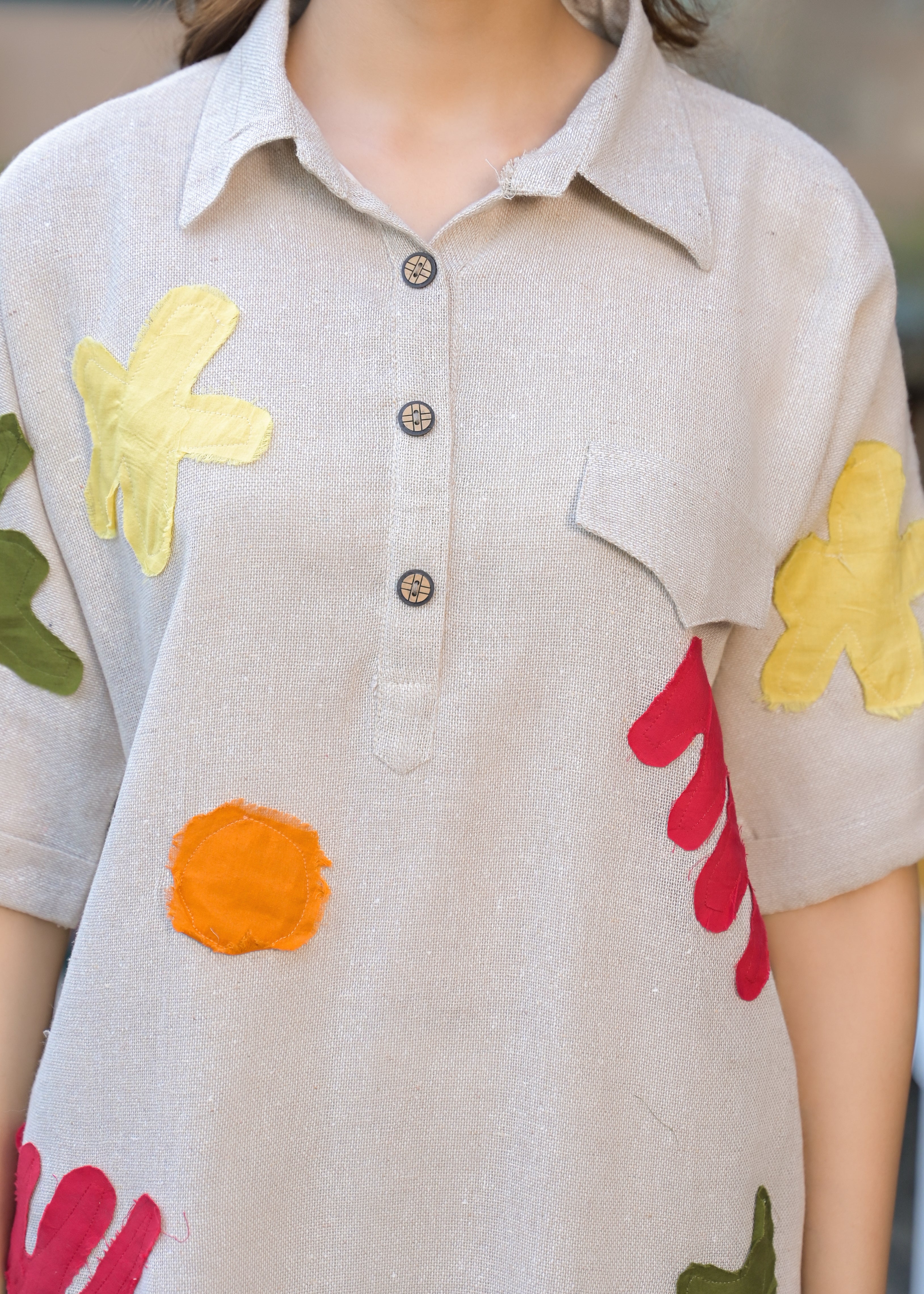 Sandstone Abstract Applique Linen Co-Ord Set
