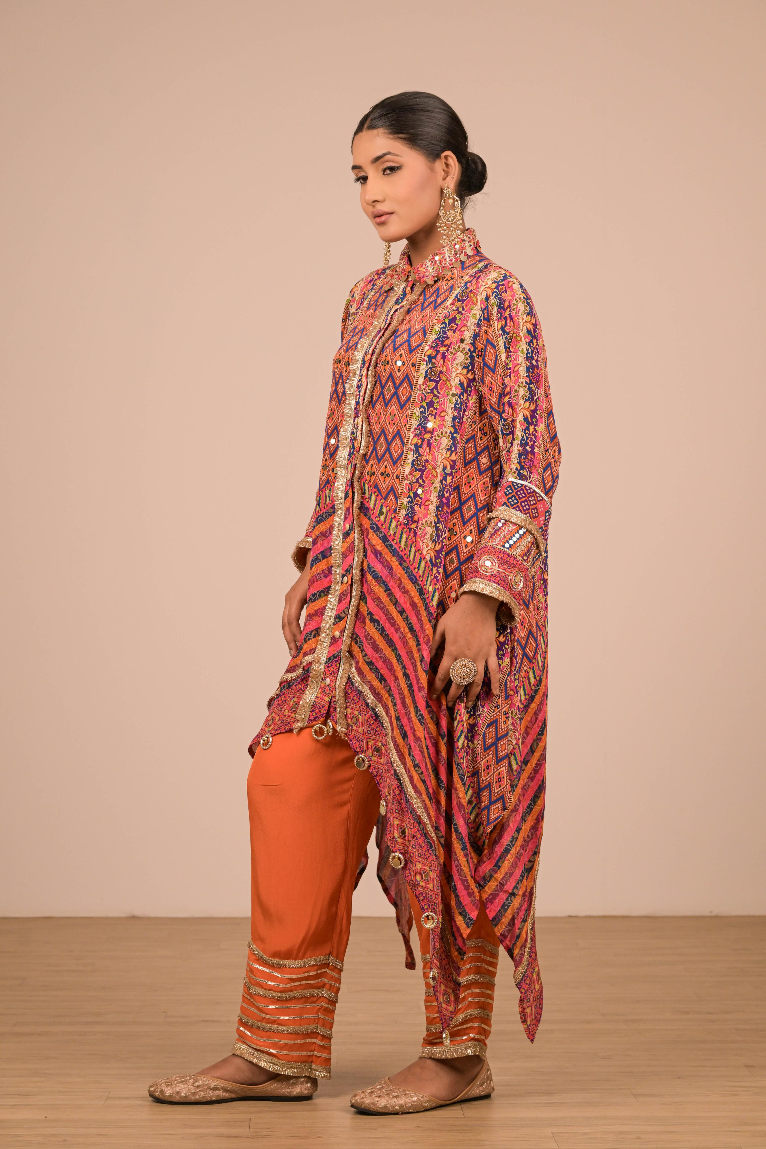 Multicolor Asymmetrical Printed Kurta Set