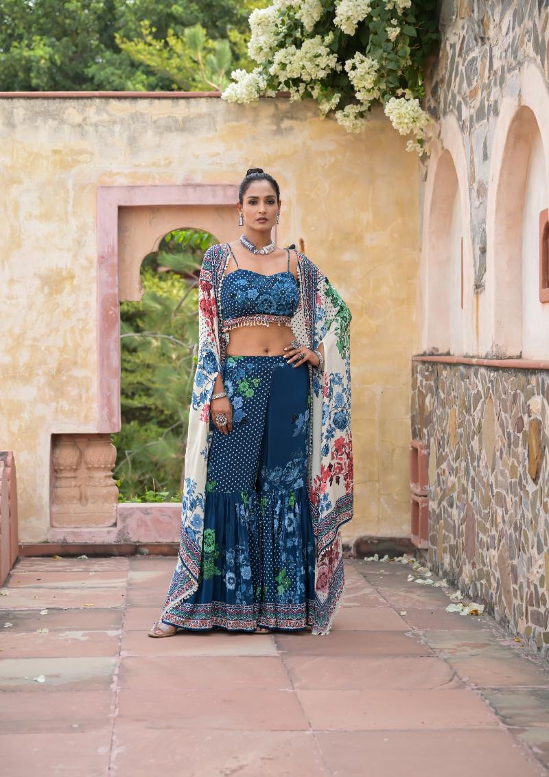 Midnight Blossom Cape Set