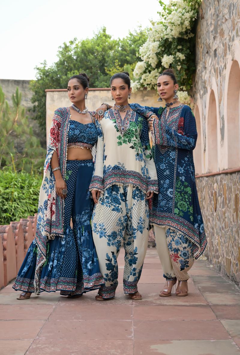 Nayab Midnight Bloom Dhoti Set