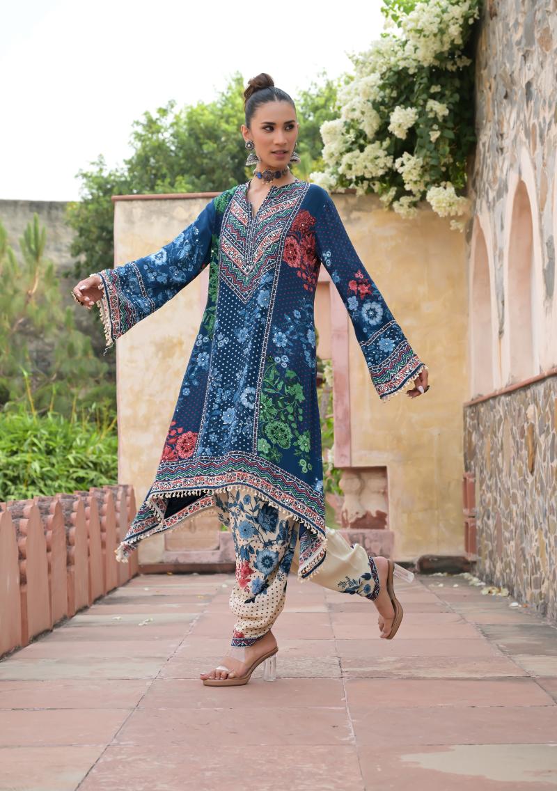 Nayab Midnight Bloom Dhoti Set