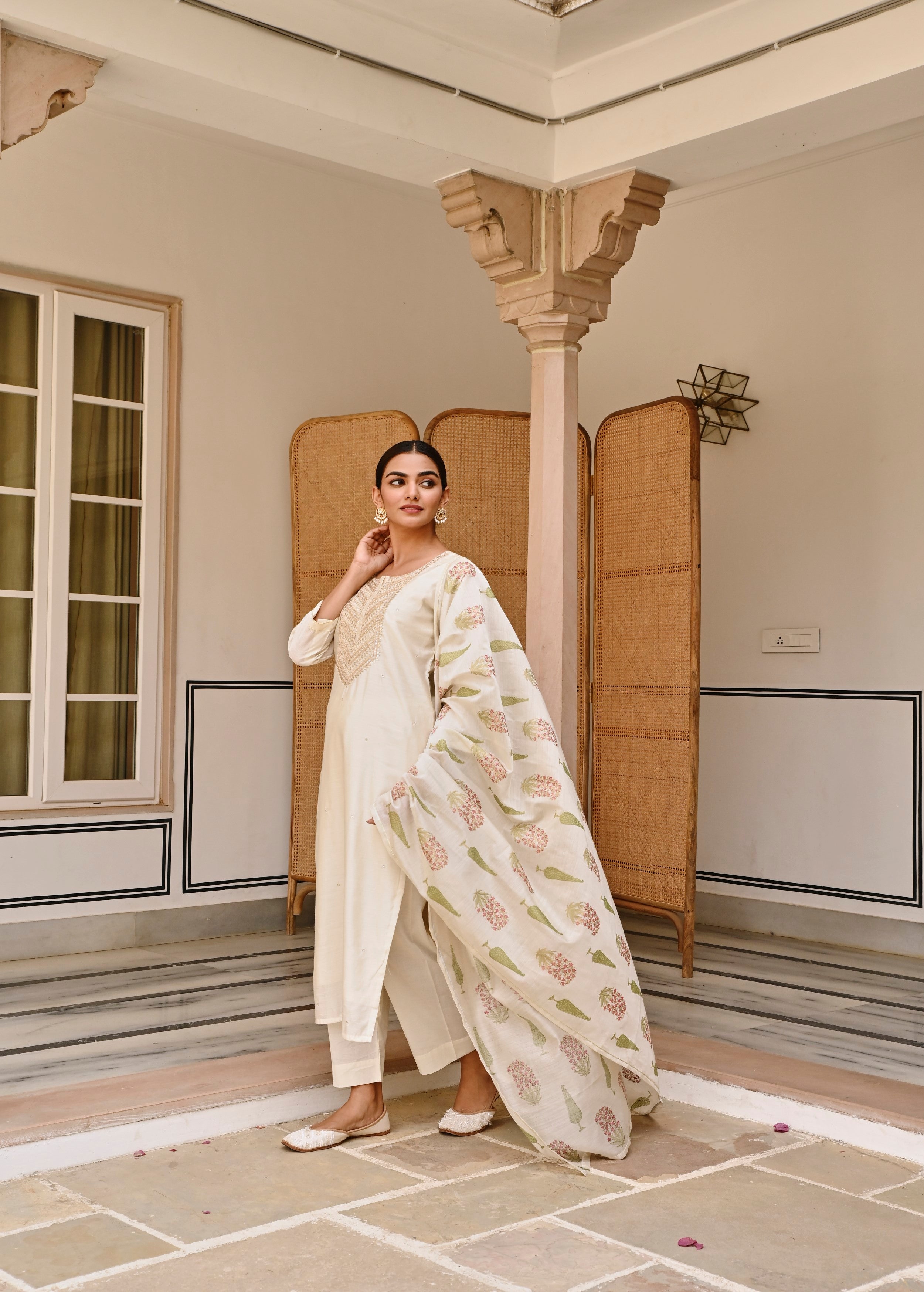 Moonbeam Embroidered Chanderi Silk Pant Set