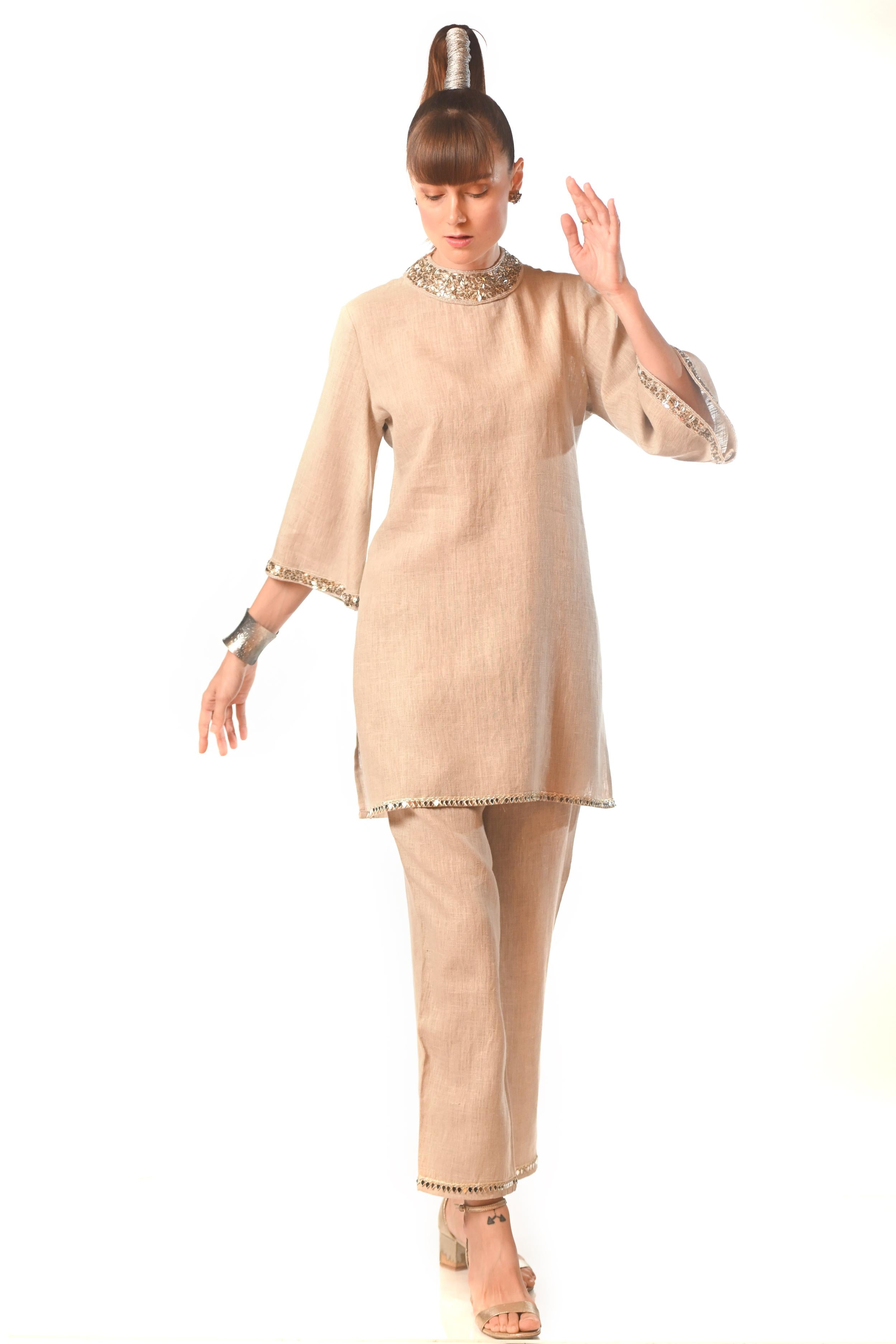 Sands of Grace Embellished Linen Co-Ord Set