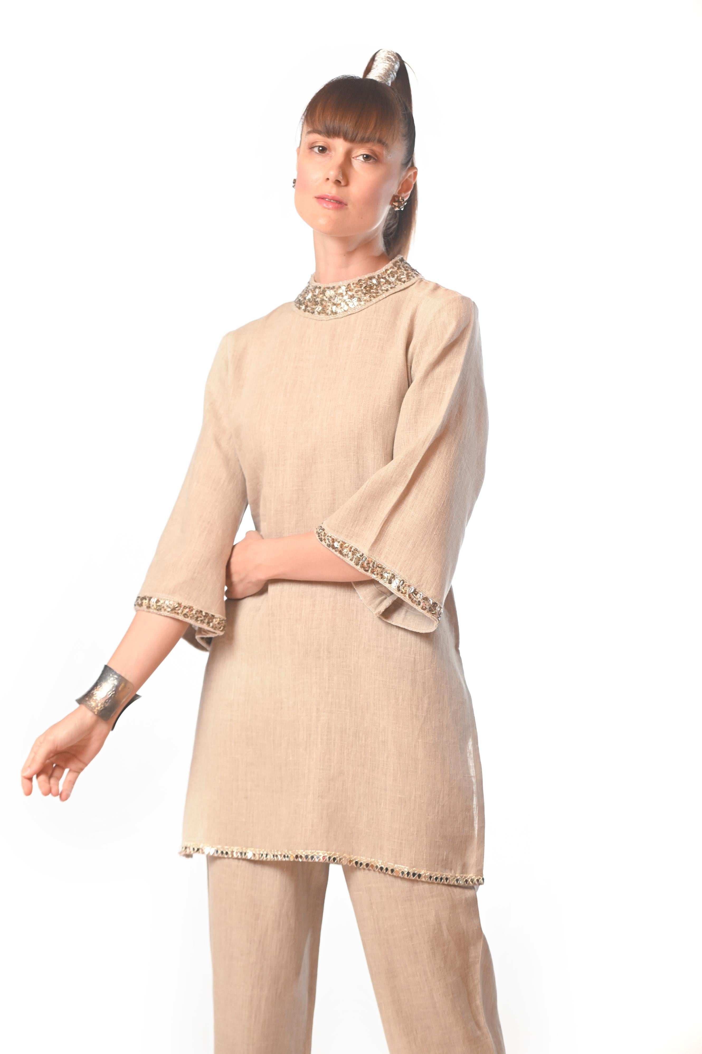 Sands of Grace Embellished Linen Co-Ord Set