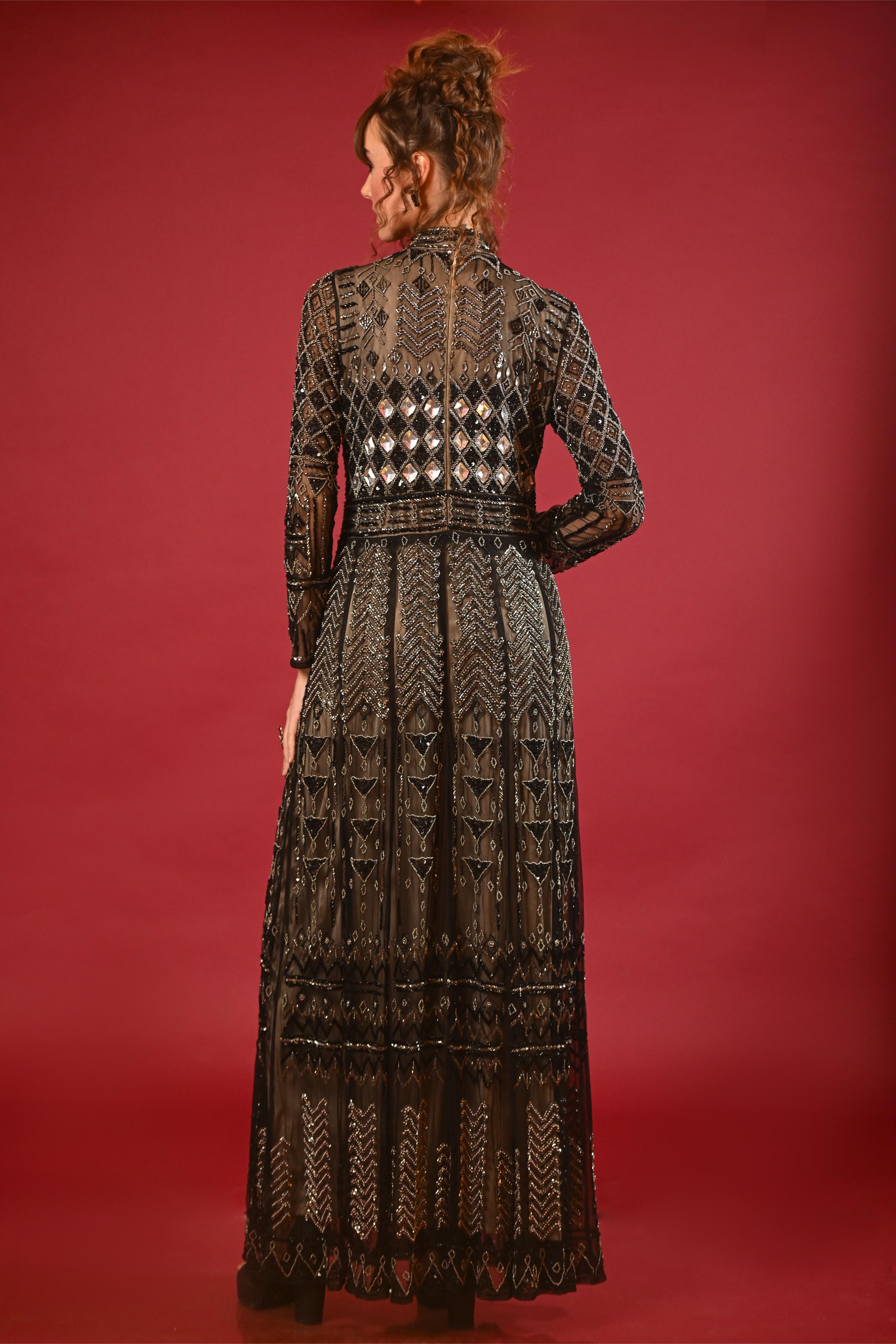 Metallic Bronze Net Gown