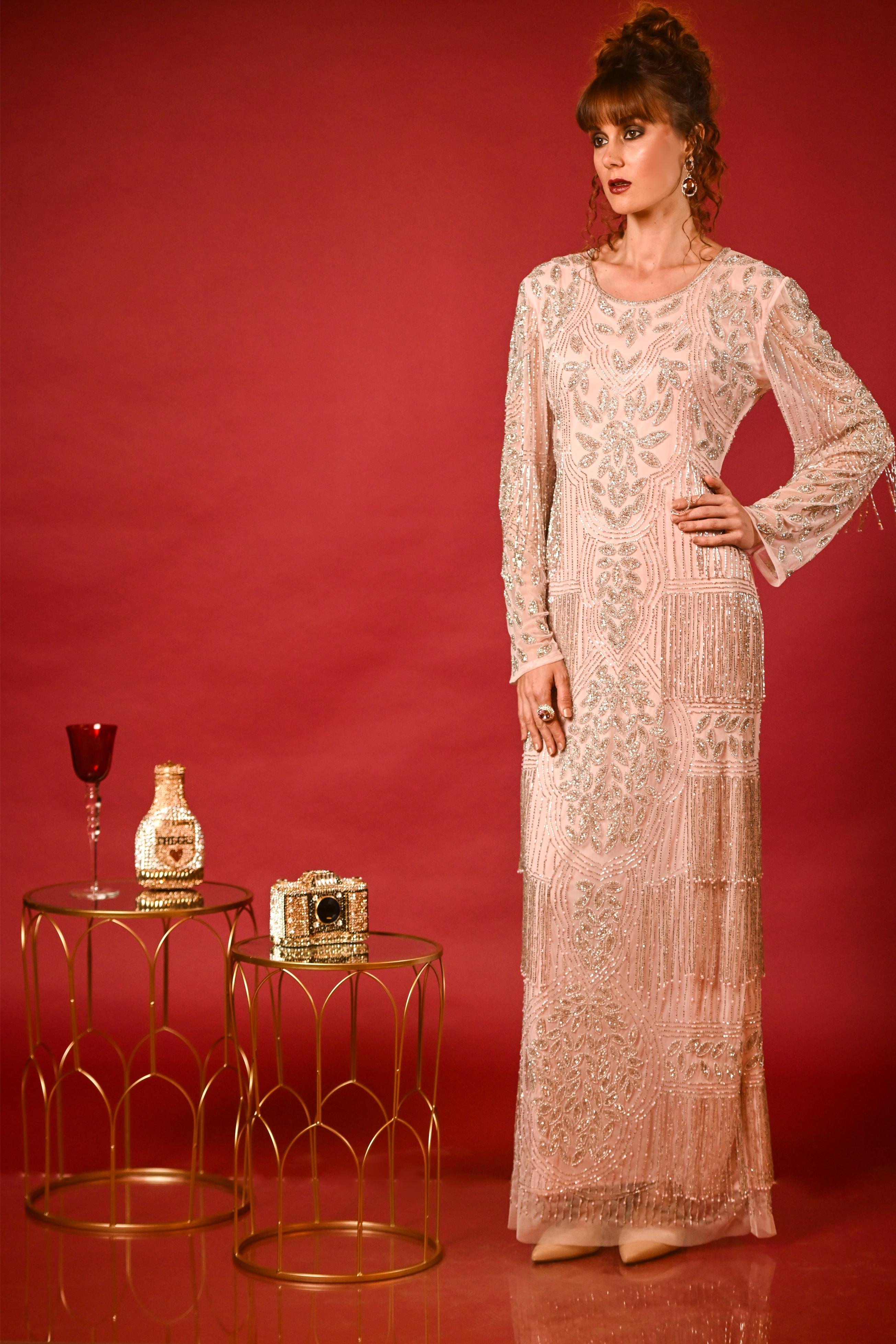 Blushing Peach Net Gown