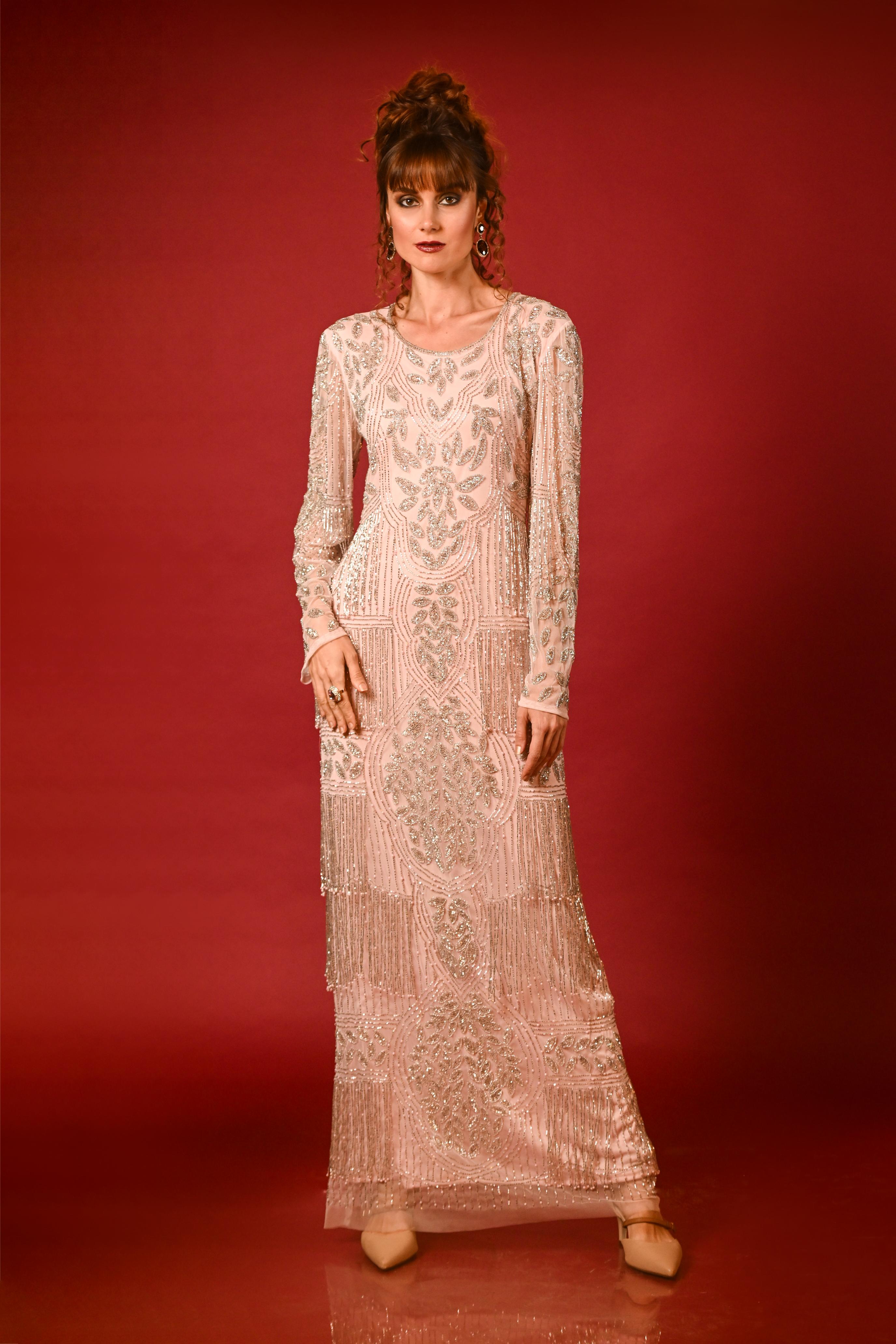 Blushing Peach Net Gown