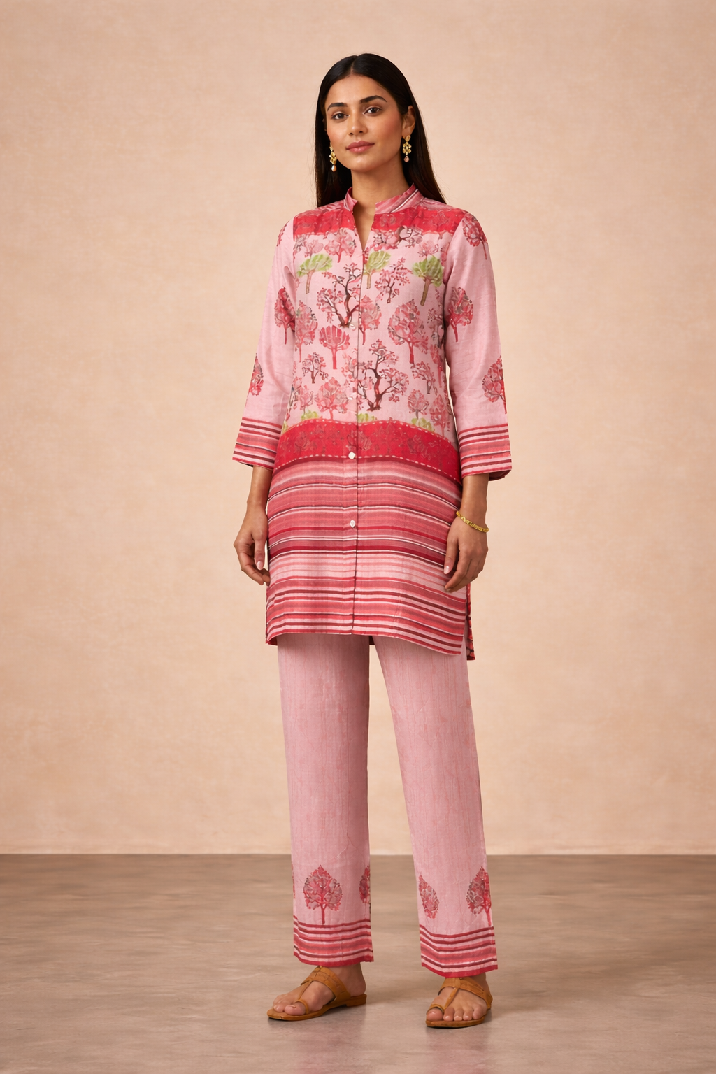 Blush Pink Printed Crepe Silk Co-Ord Set