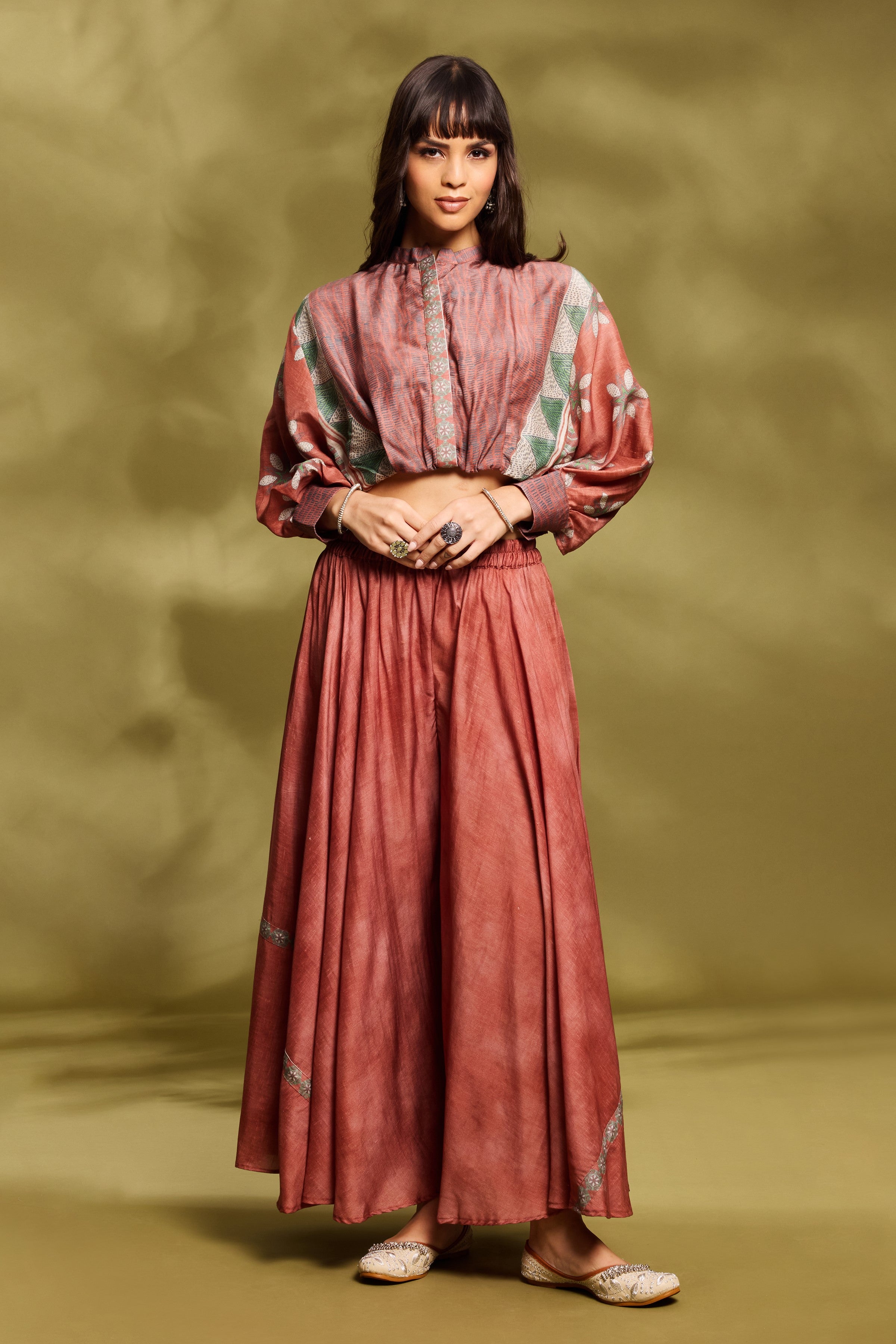 Rust Ethnic Tunic & Palazzo Set
