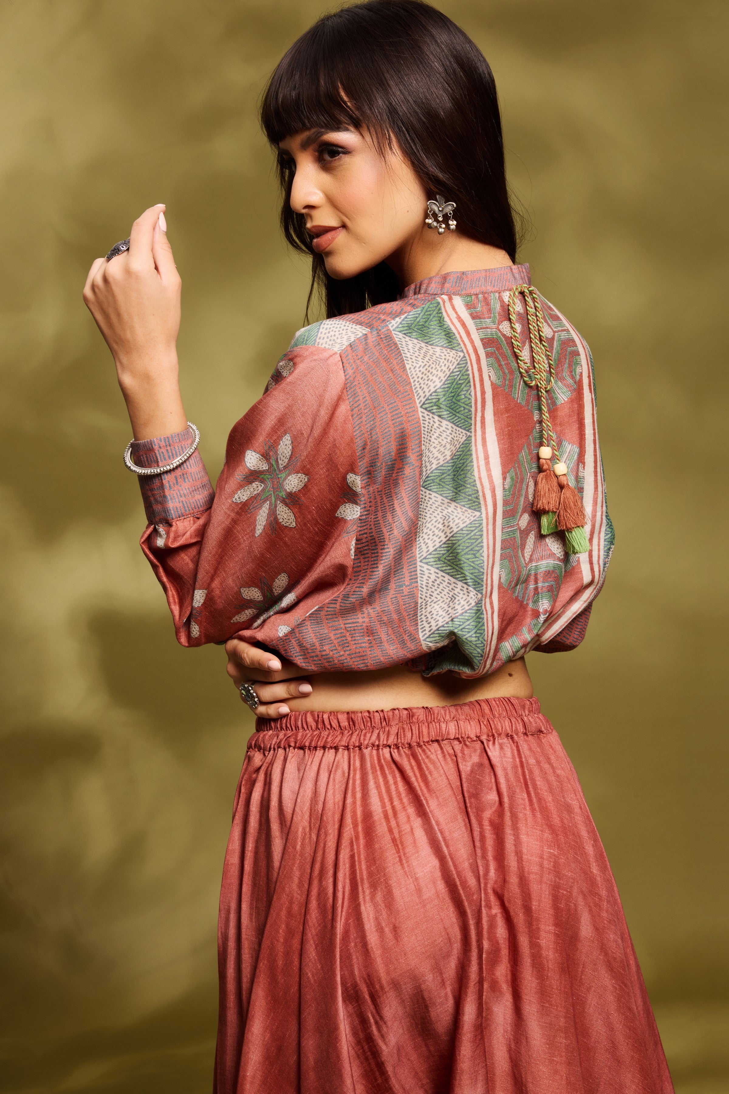 Rust Ethnic Tunic & Palazzo Set