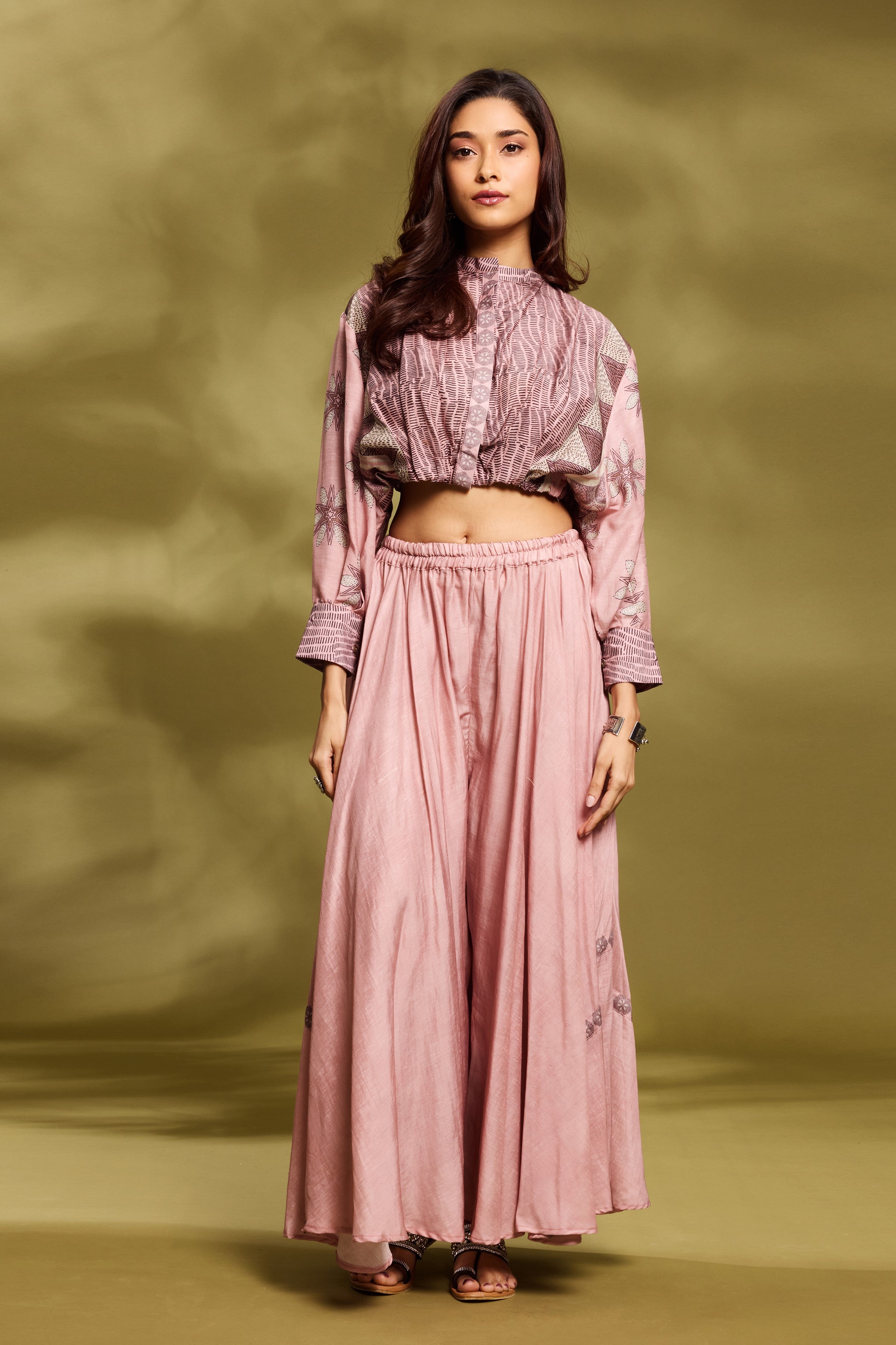 Pink Ethnic Tunic & Palazzo Set