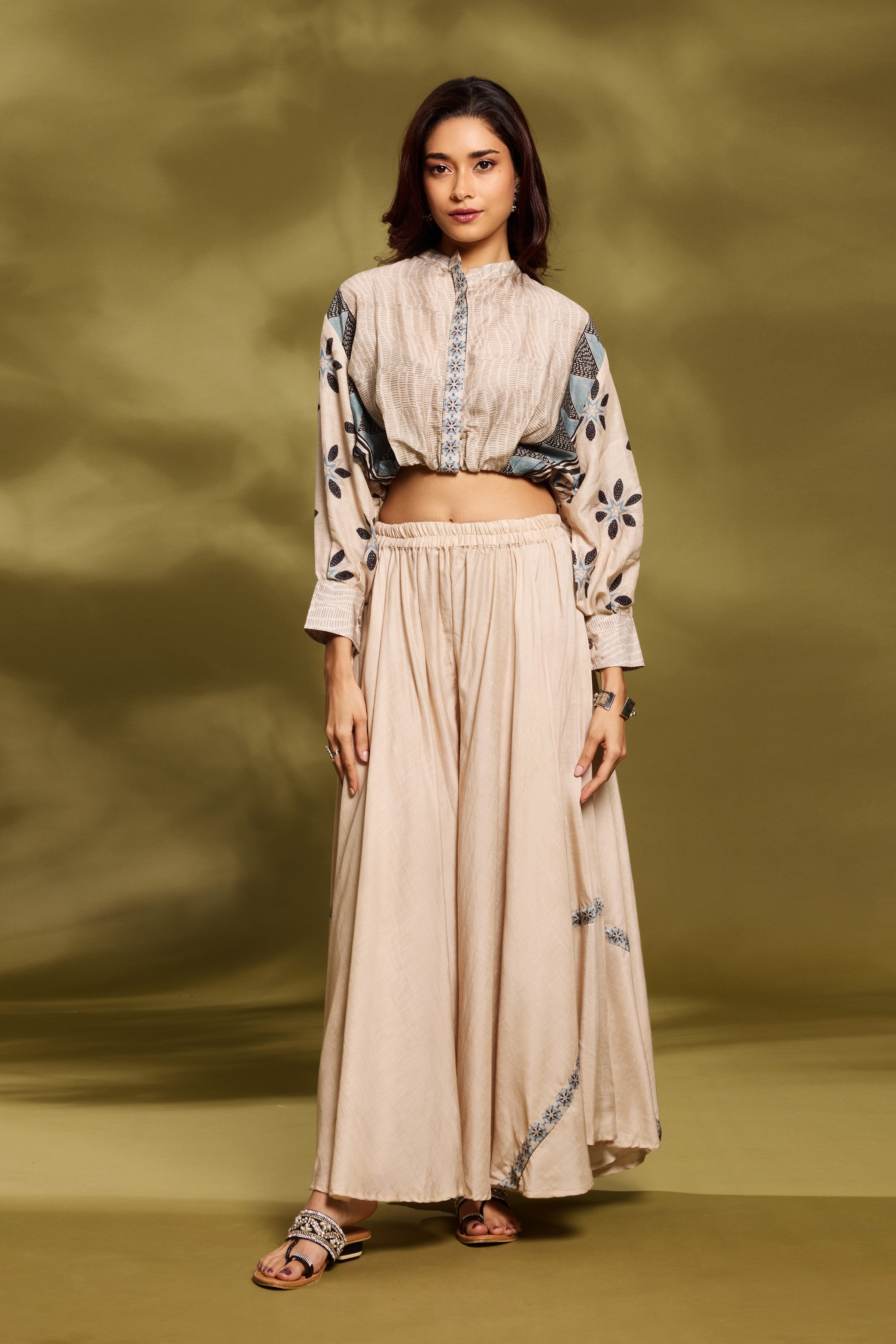 Champagne Ethnic Tunic & Palazzo Set