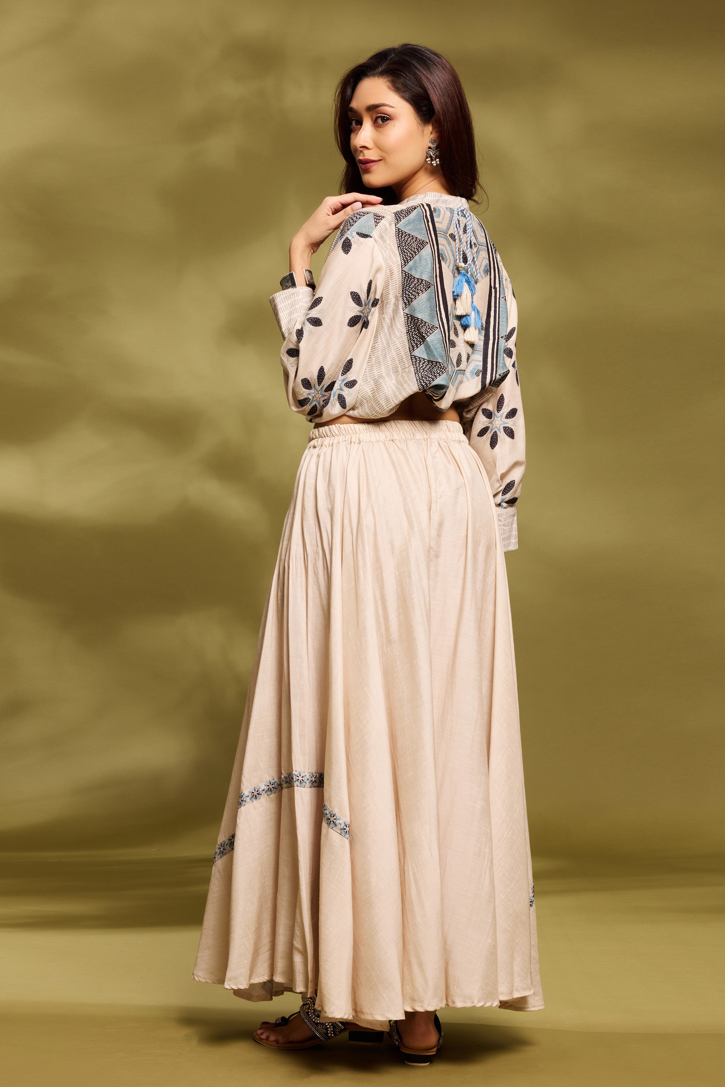 Champagne Ethnic Tunic & Palazzo Set