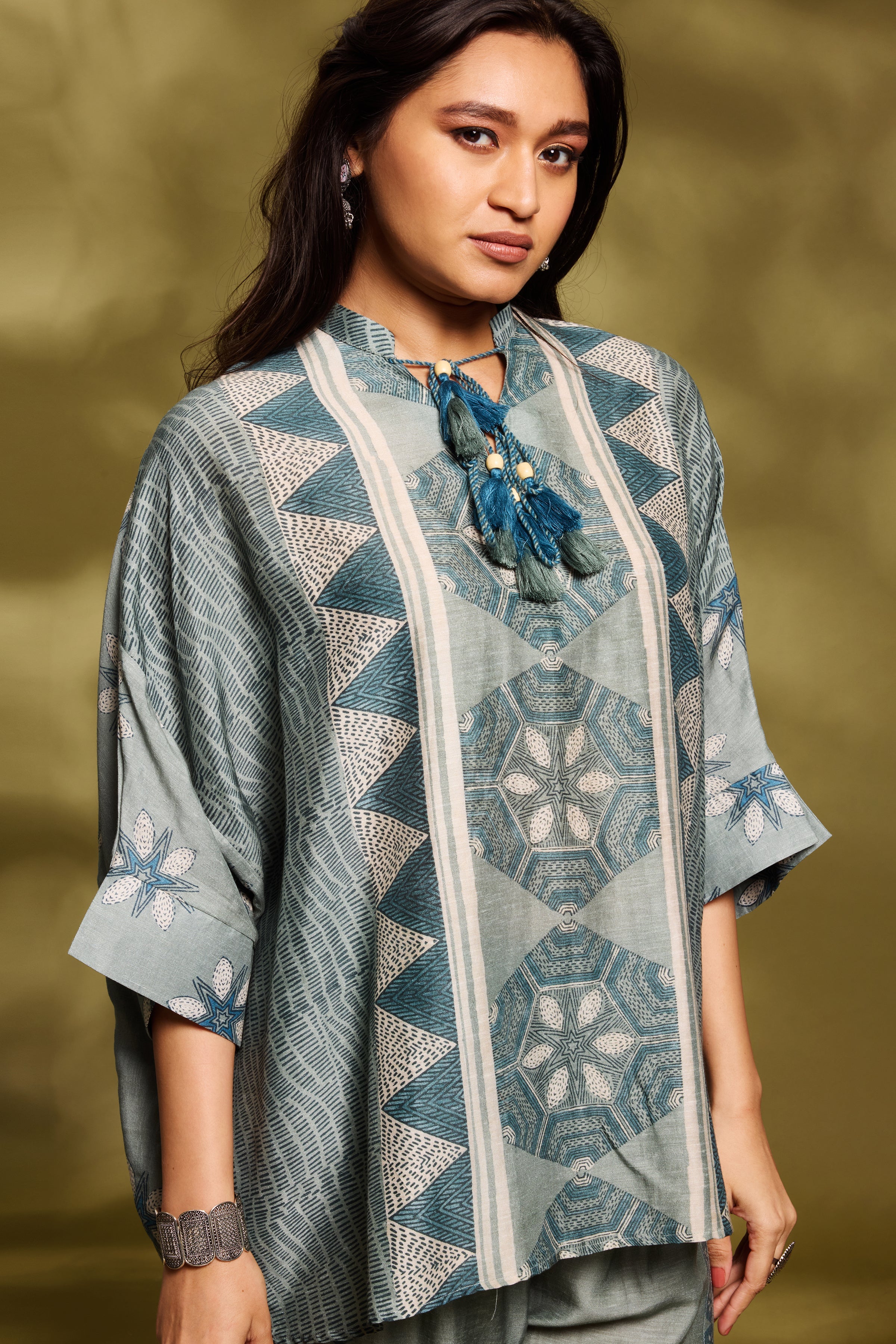Pastel Green Ethnic Kaftan Set
