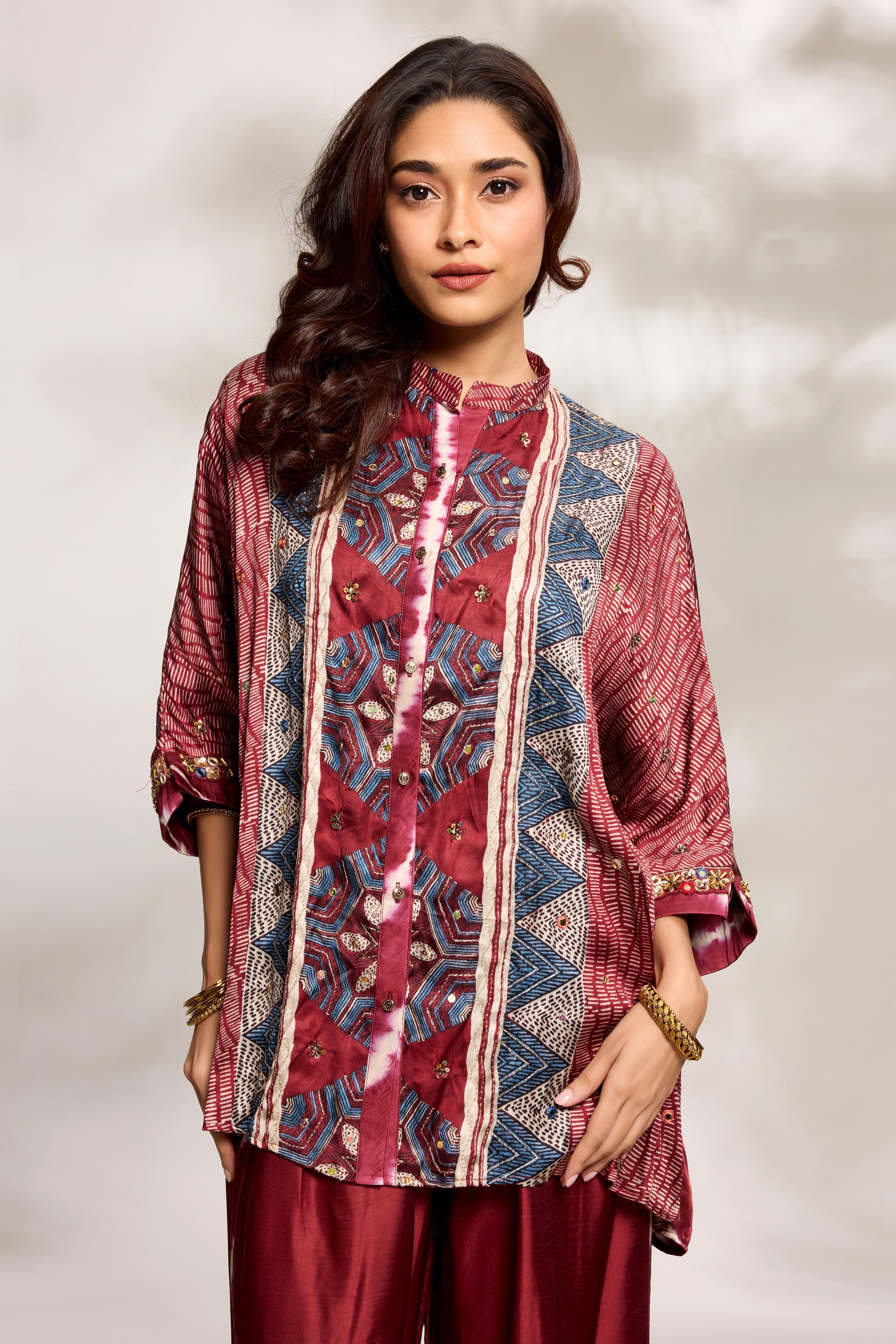Red Ethnic Kaftan Set
