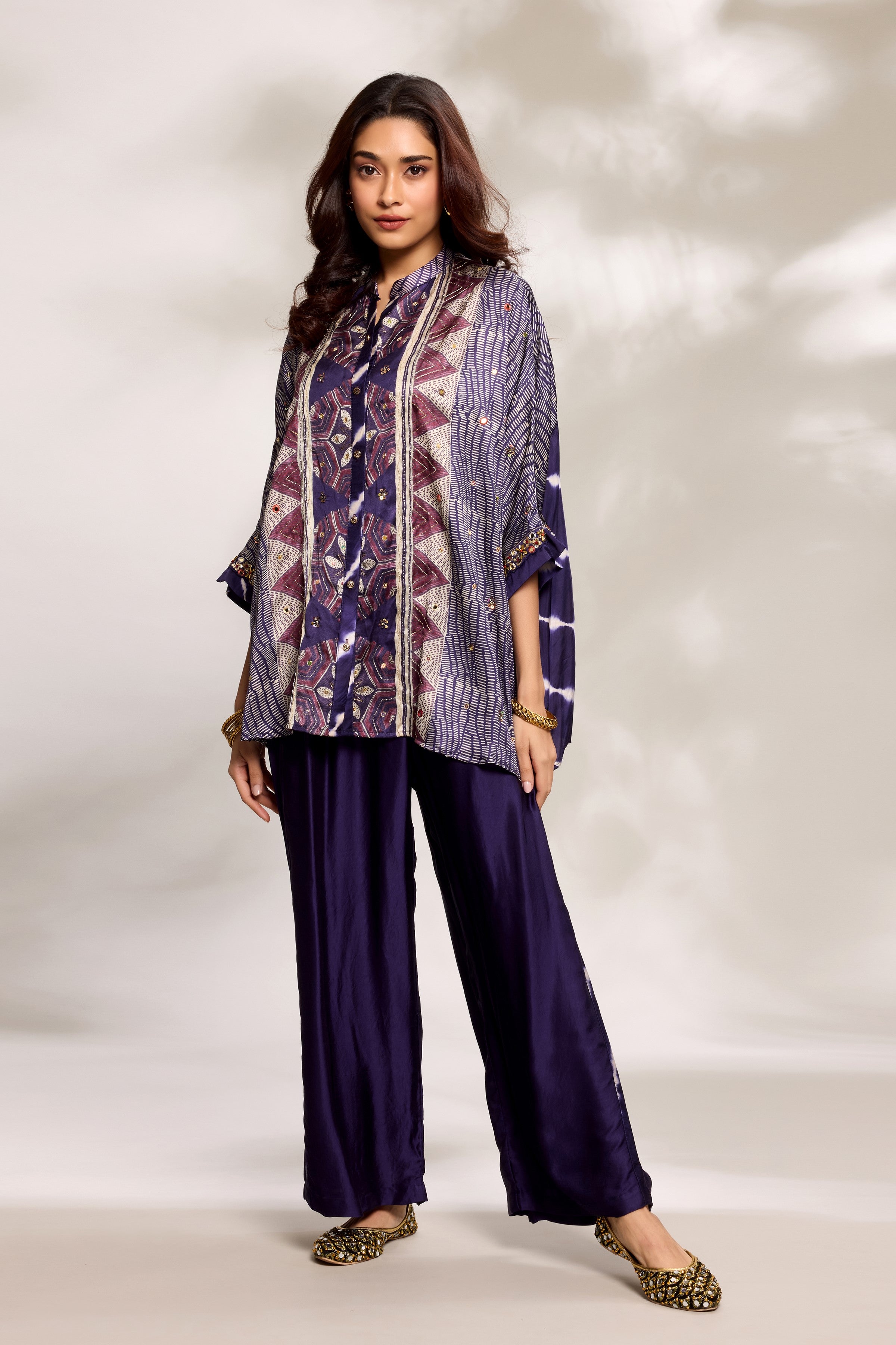 Purple Ethnic Kaftan Set