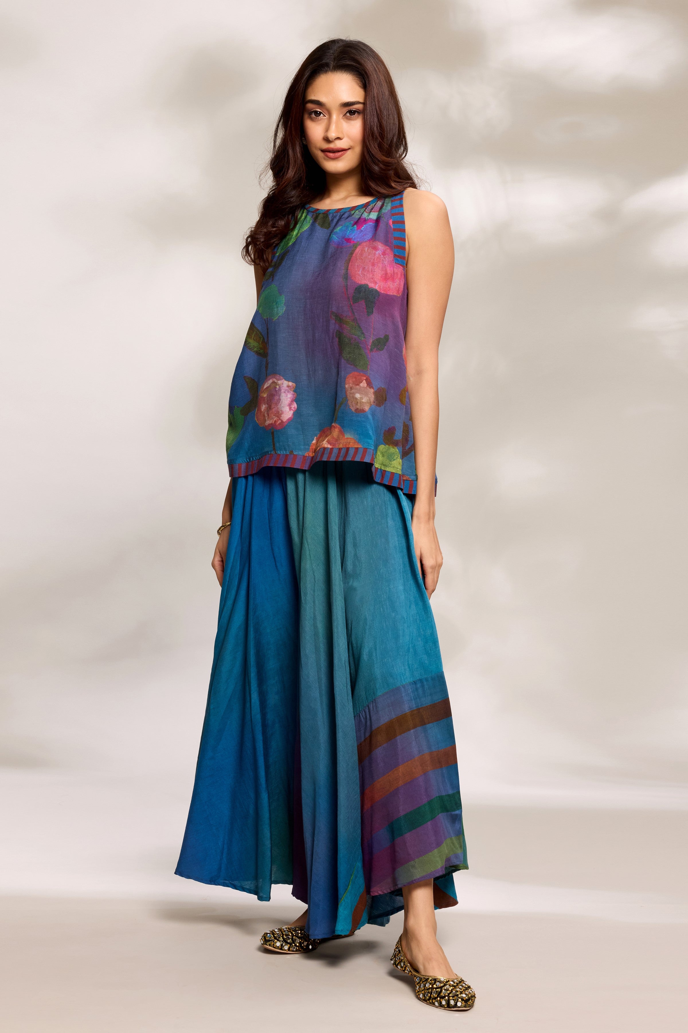 Cobalt Flared Top & Trousers Set