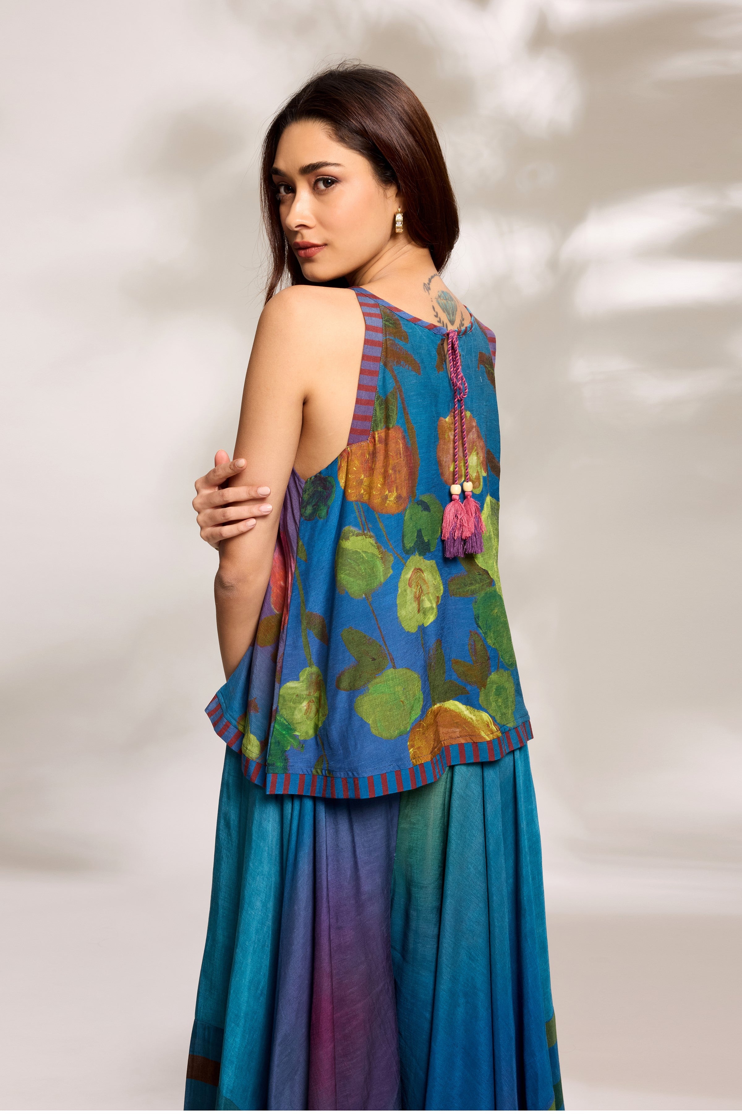 Cobalt Flared Top & Trousers Set