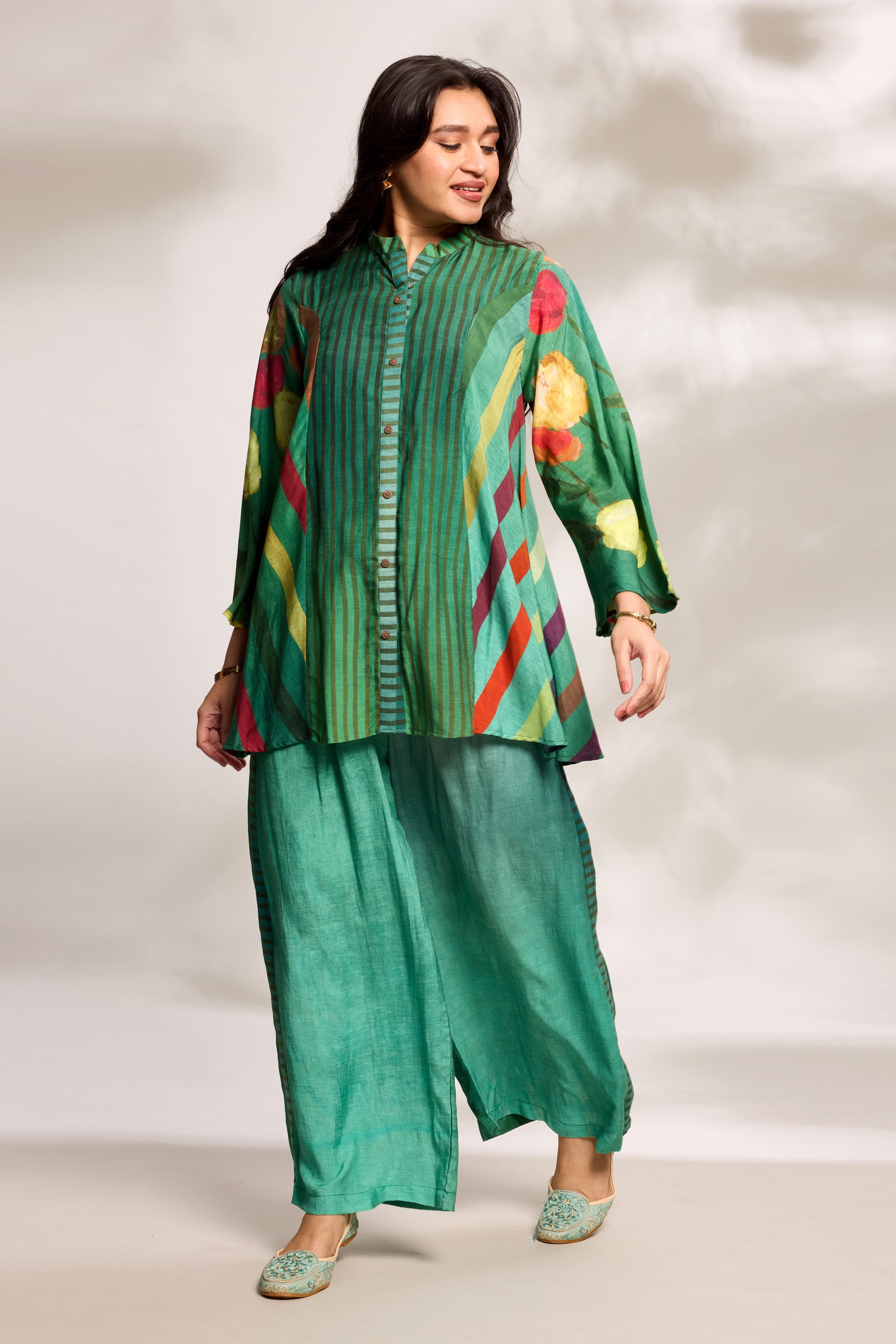 Green Striped Co-Ord Set