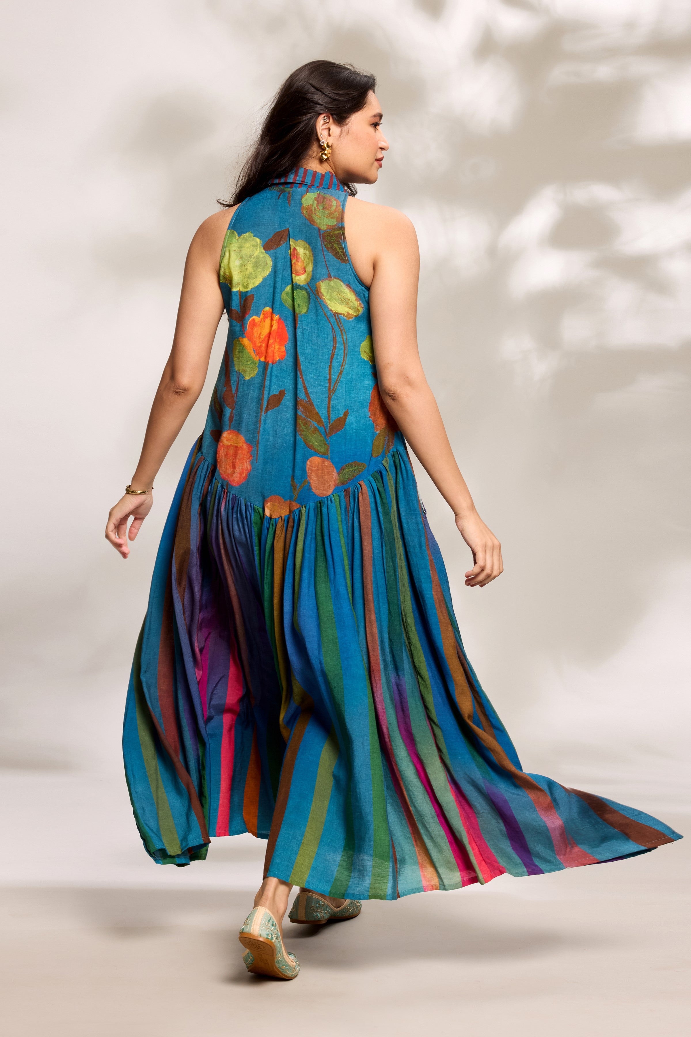 Cobalt Printed Yoke Dress
