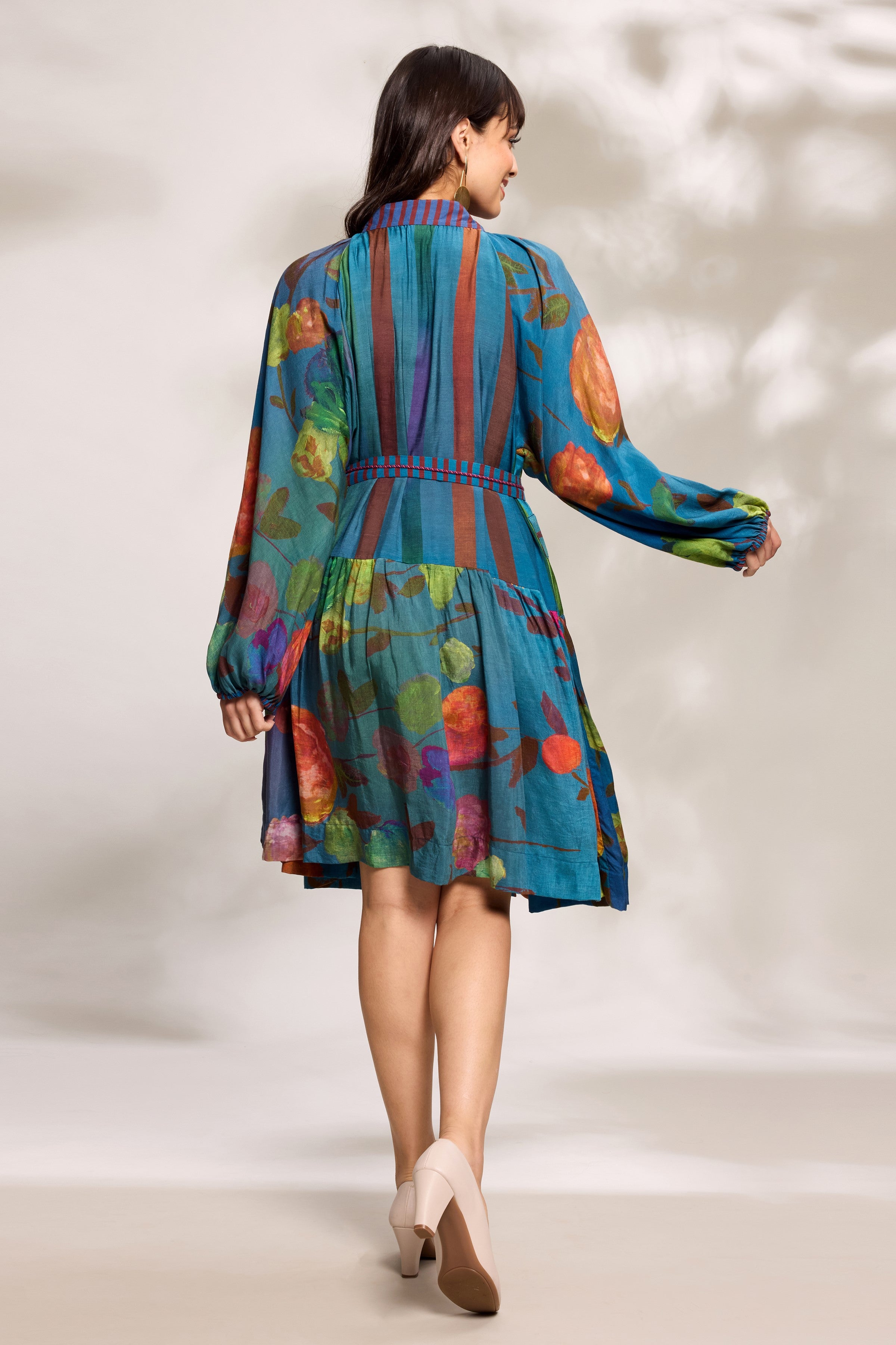 Cobalt Digital Printed Tiered Dress