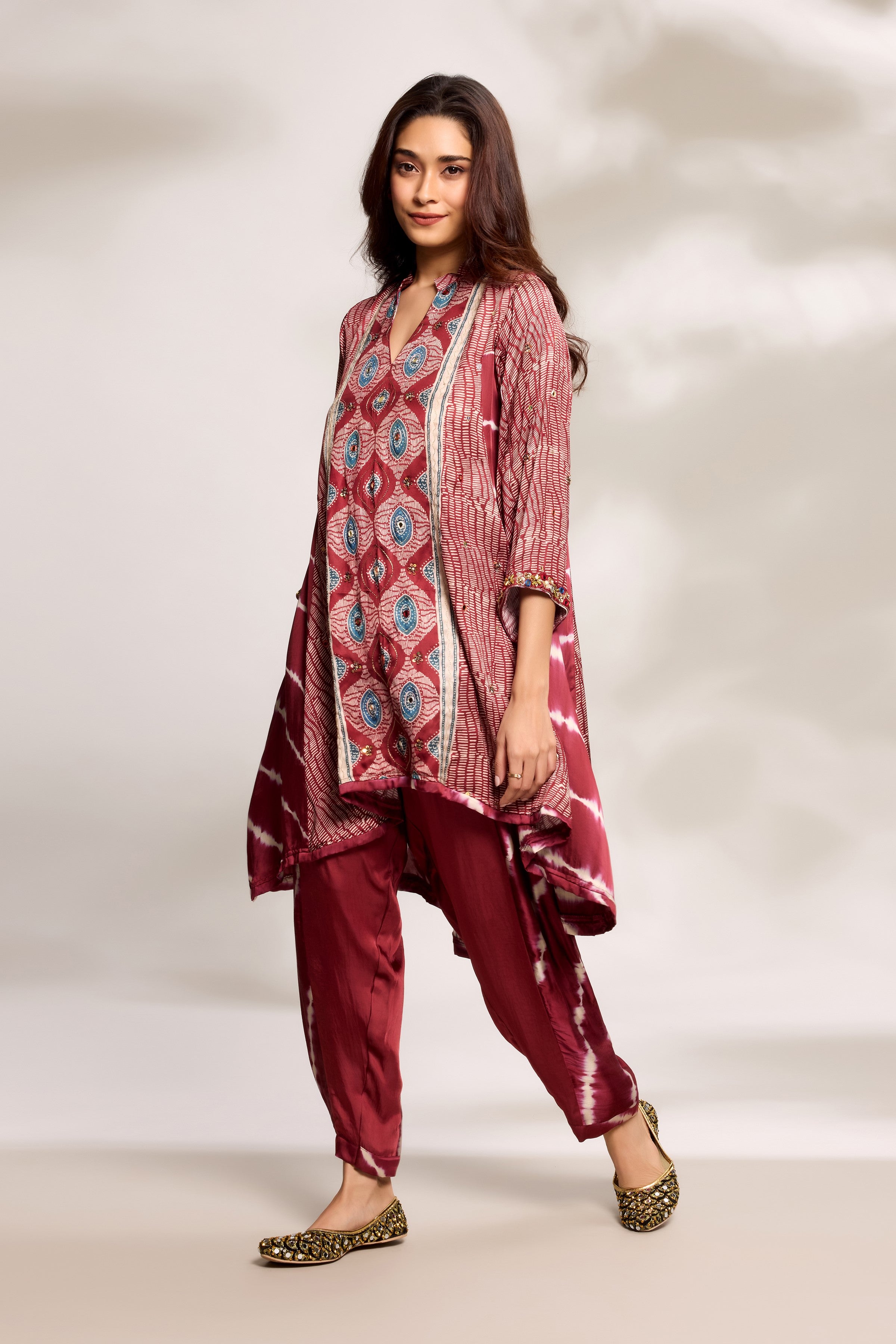 Deep Red Tunic & Pants Set