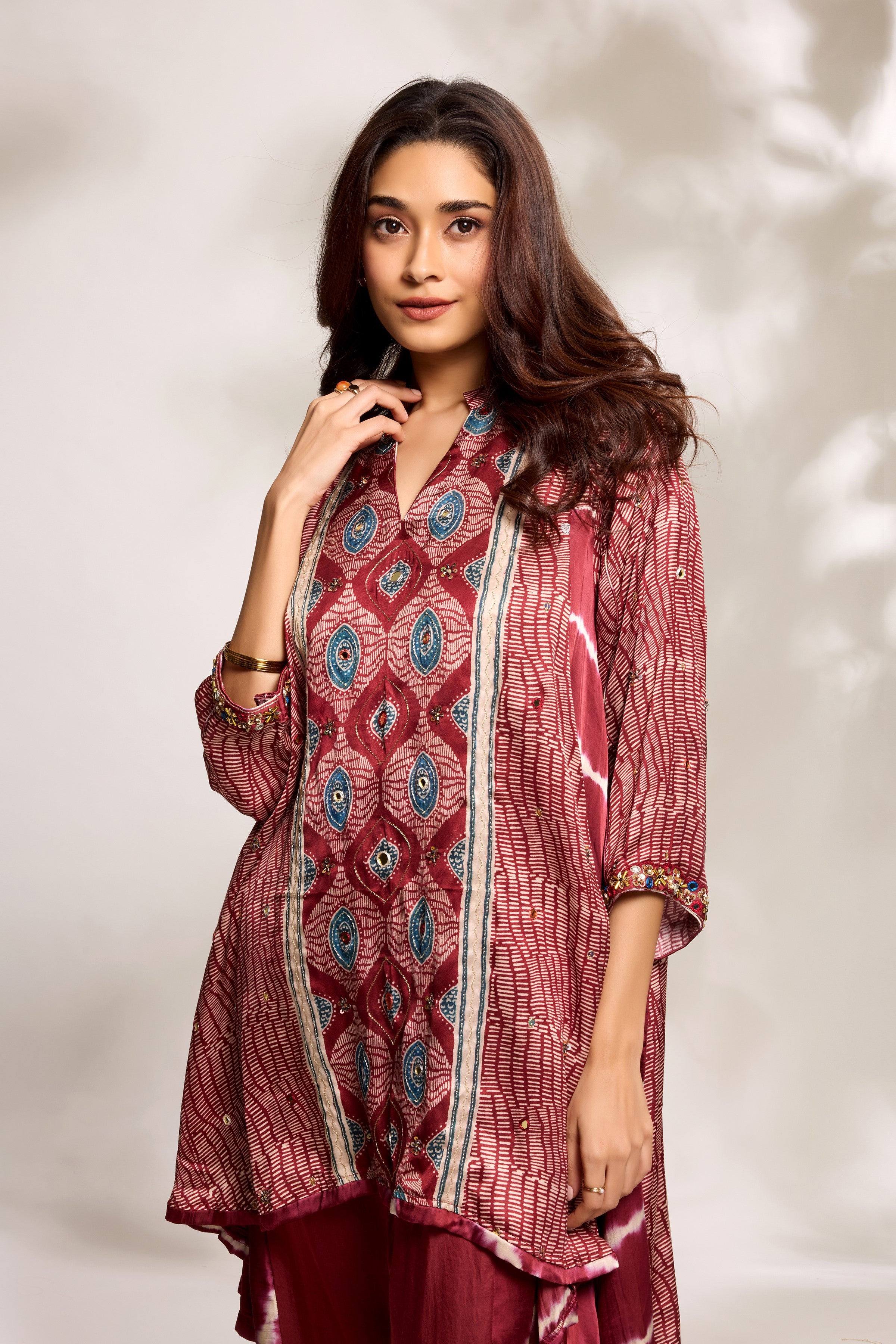 Deep Red Tunic & Pants Set