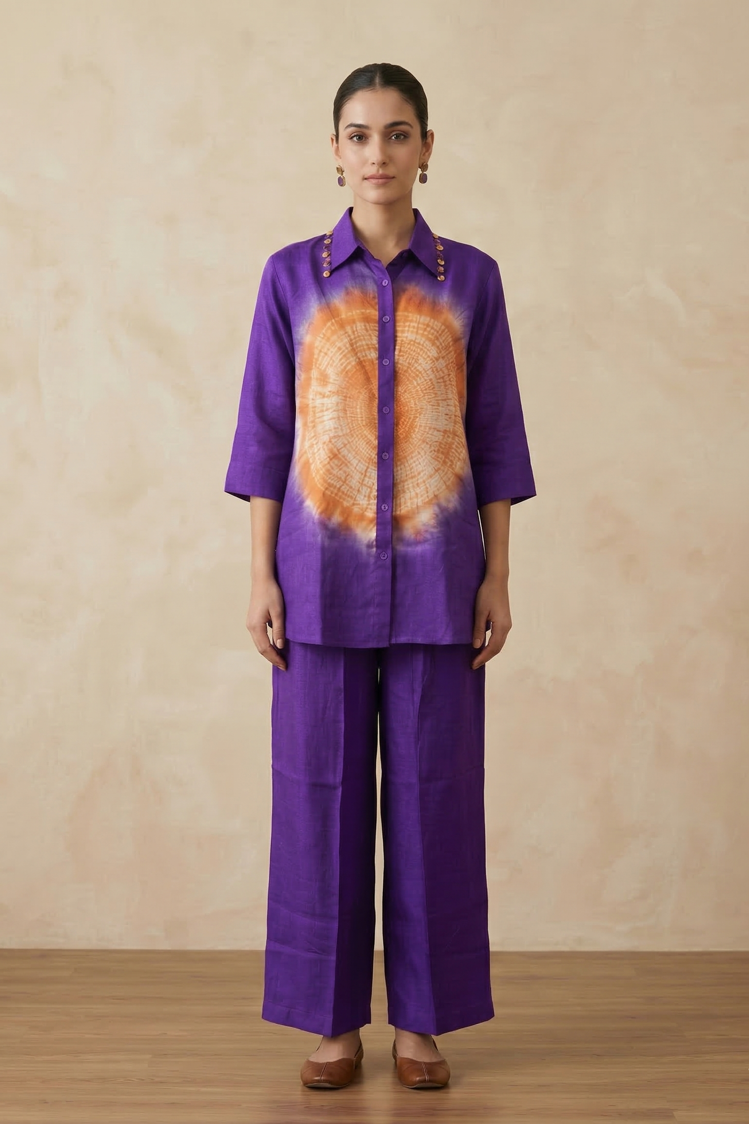 Vivid Violet Ombre Dyed Raw Silk Co-ord Set