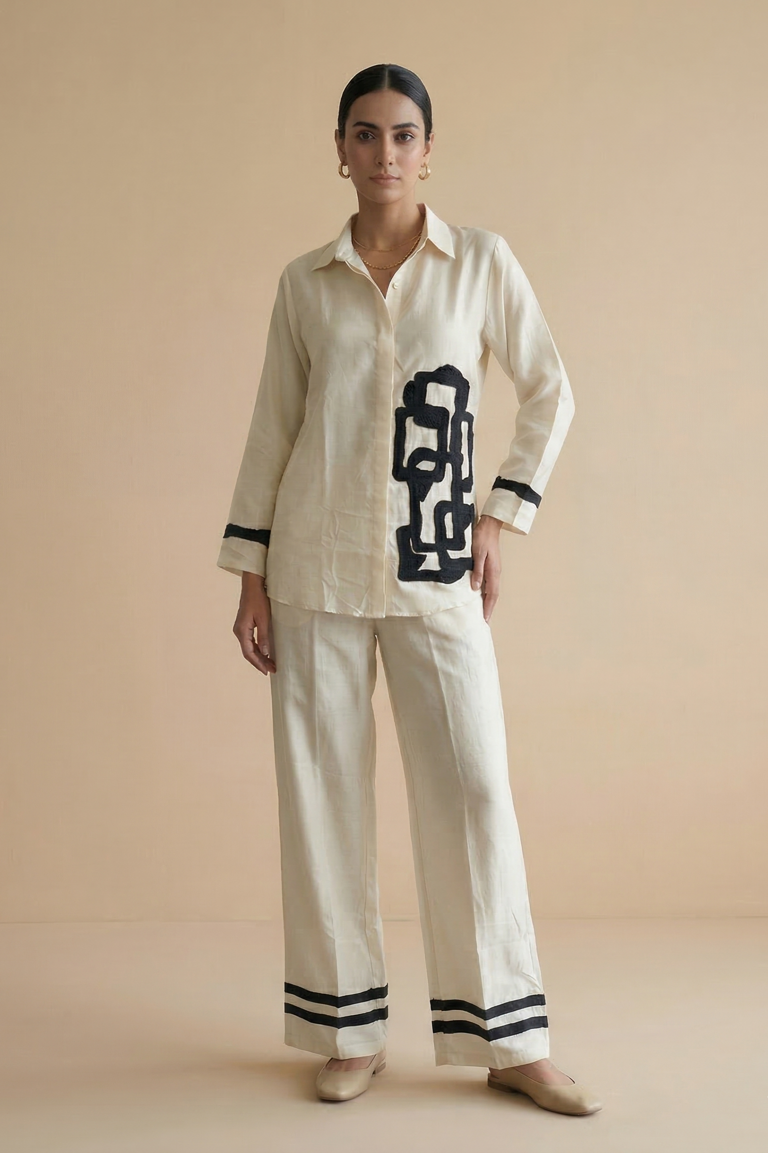 Ivory Printed Crepe Silk Co-Ord Set