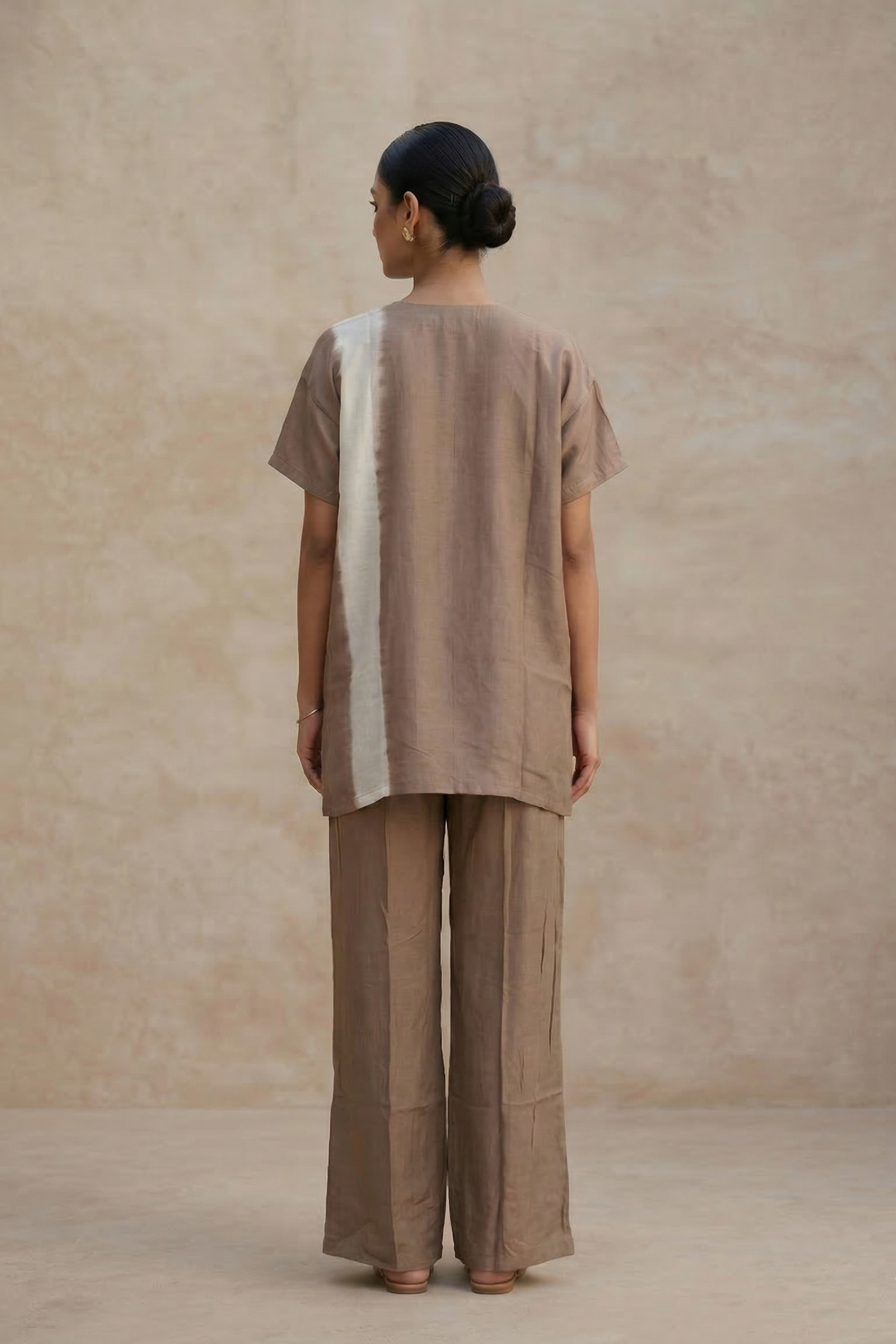 Mocha Brown Embroidered Raw Silk Co-Ord Set