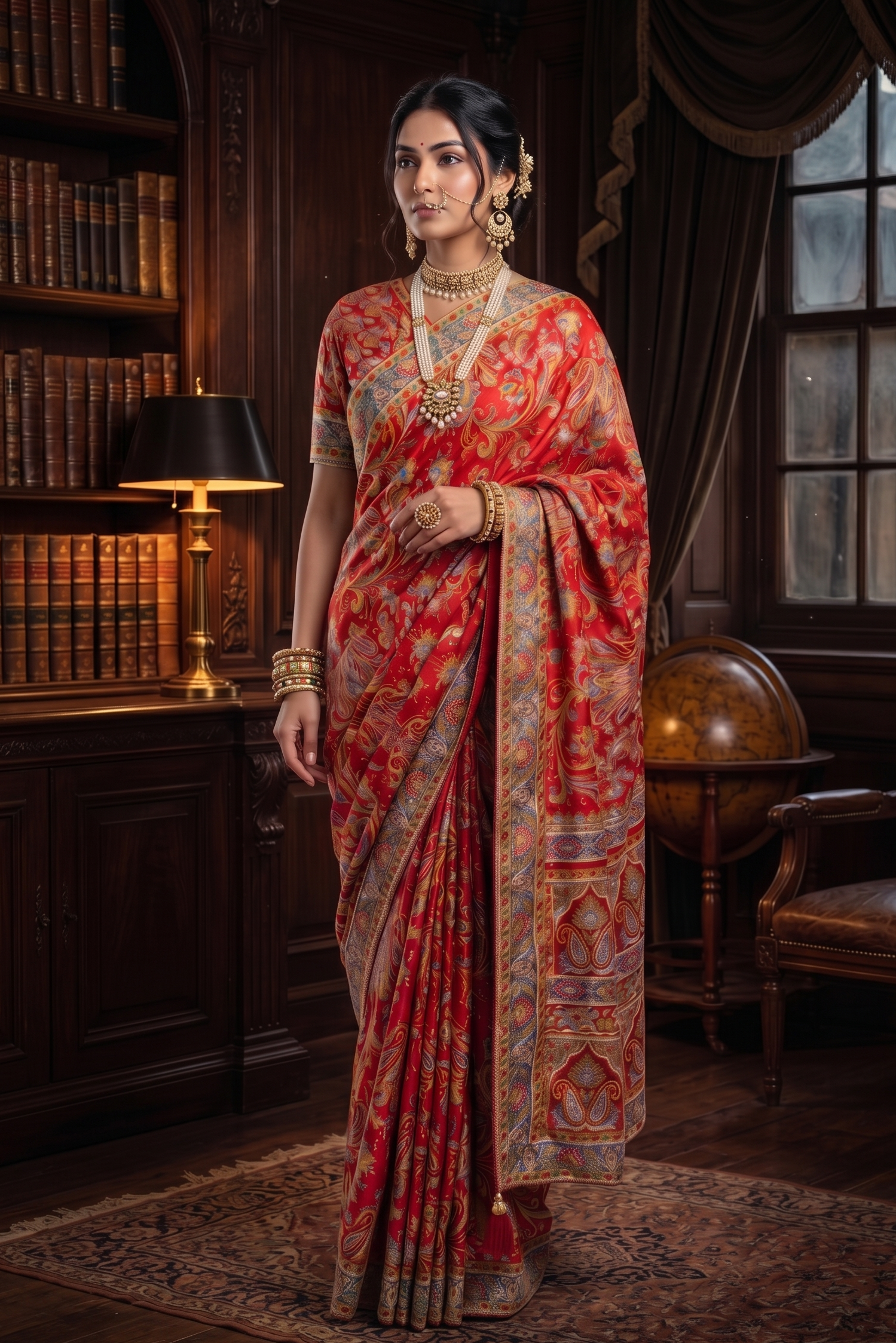 Scarlet Heritage Printed Crepe Silk Saree
