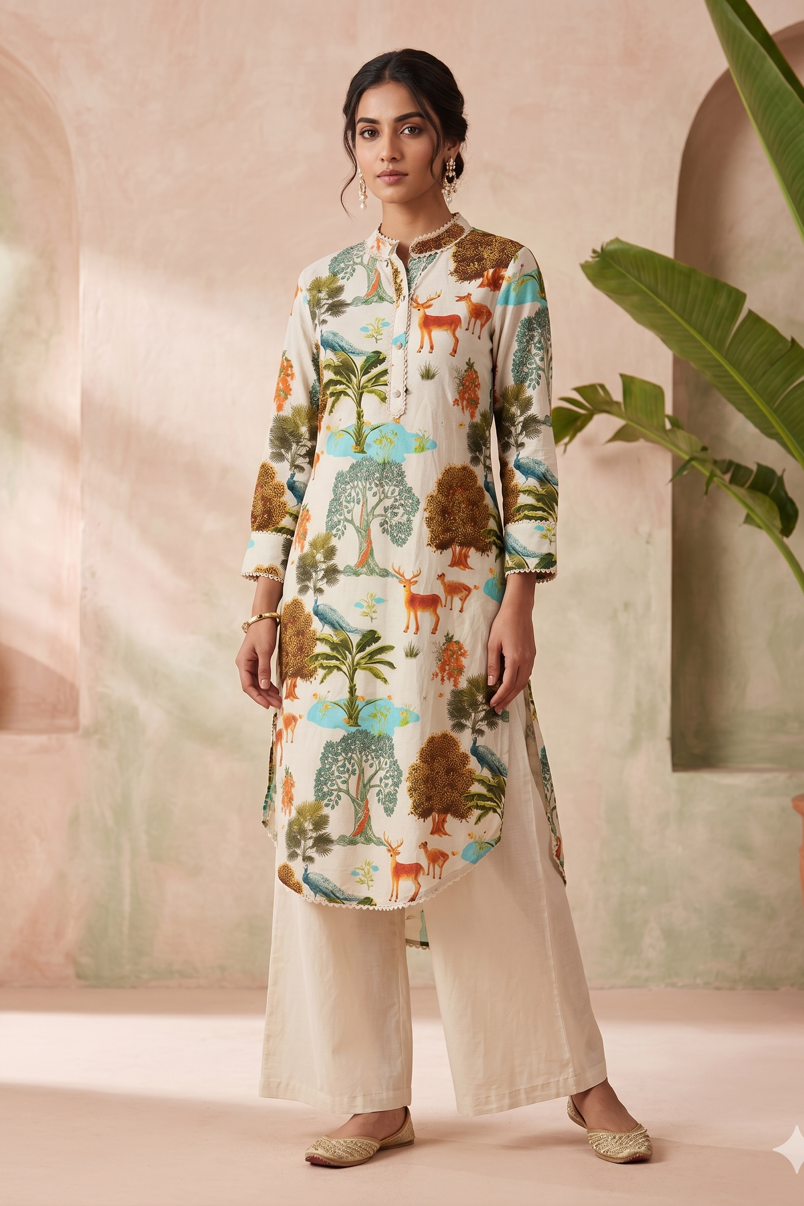 Scenic Print Cotton Kurta Set