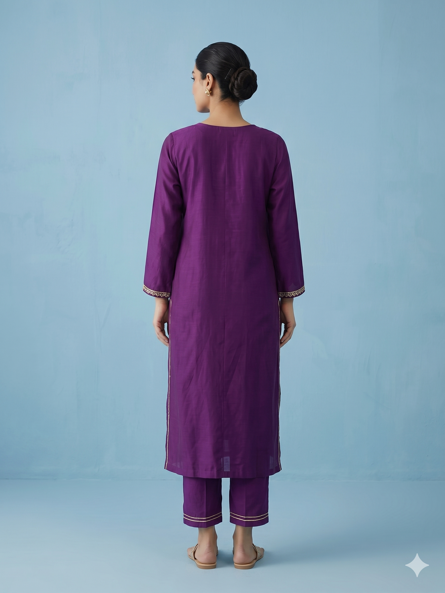 Royal Plum Embellished Cotton Kurta Set