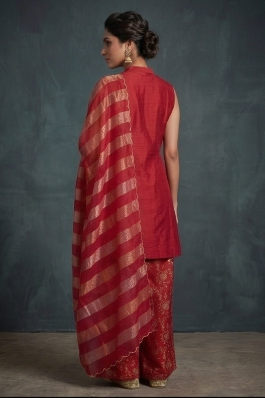 Rani Pink Embellished Brocade Silk Palazzo Set