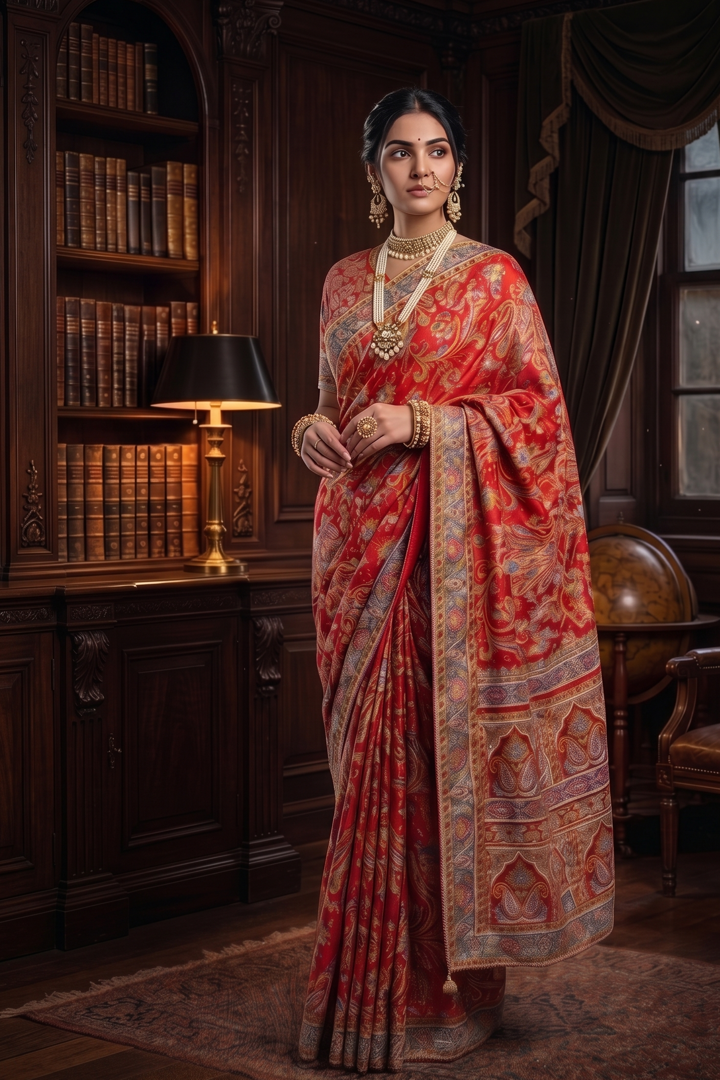 Scarlet Heritage Printed Crepe Silk Saree
