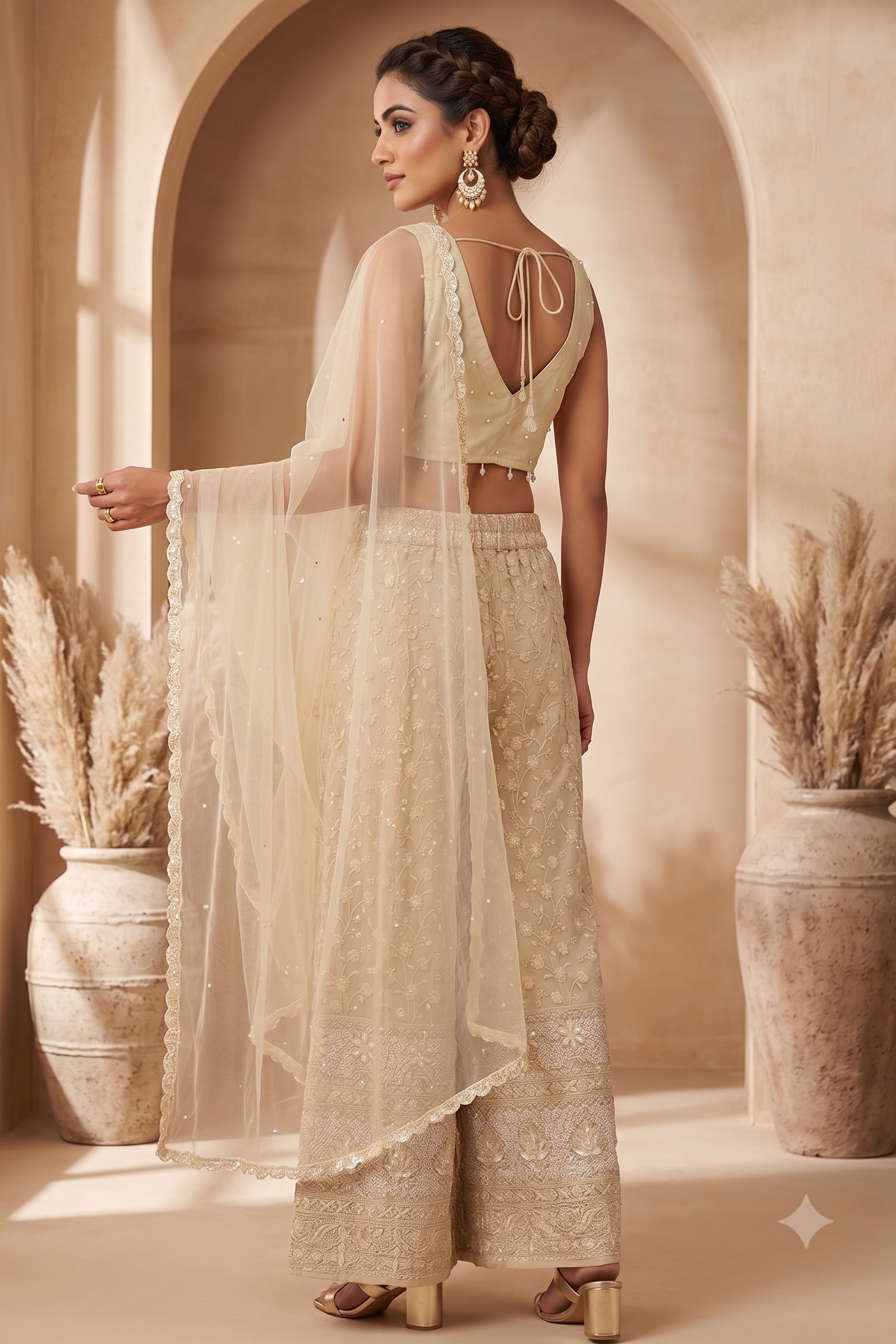 Beige Classic Palazzo Set