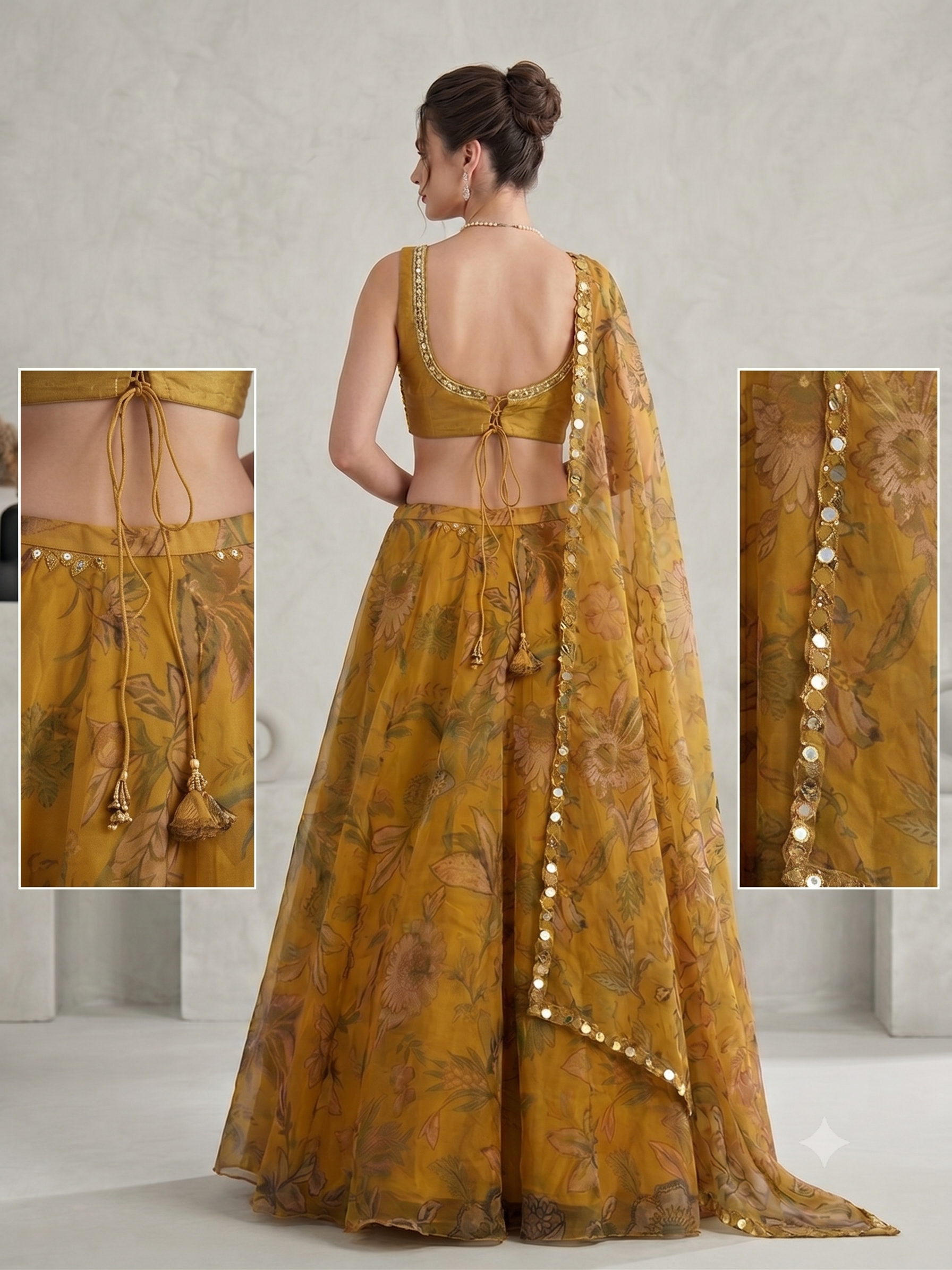 Gilded Sunflower Organza Silk Lehenga Set