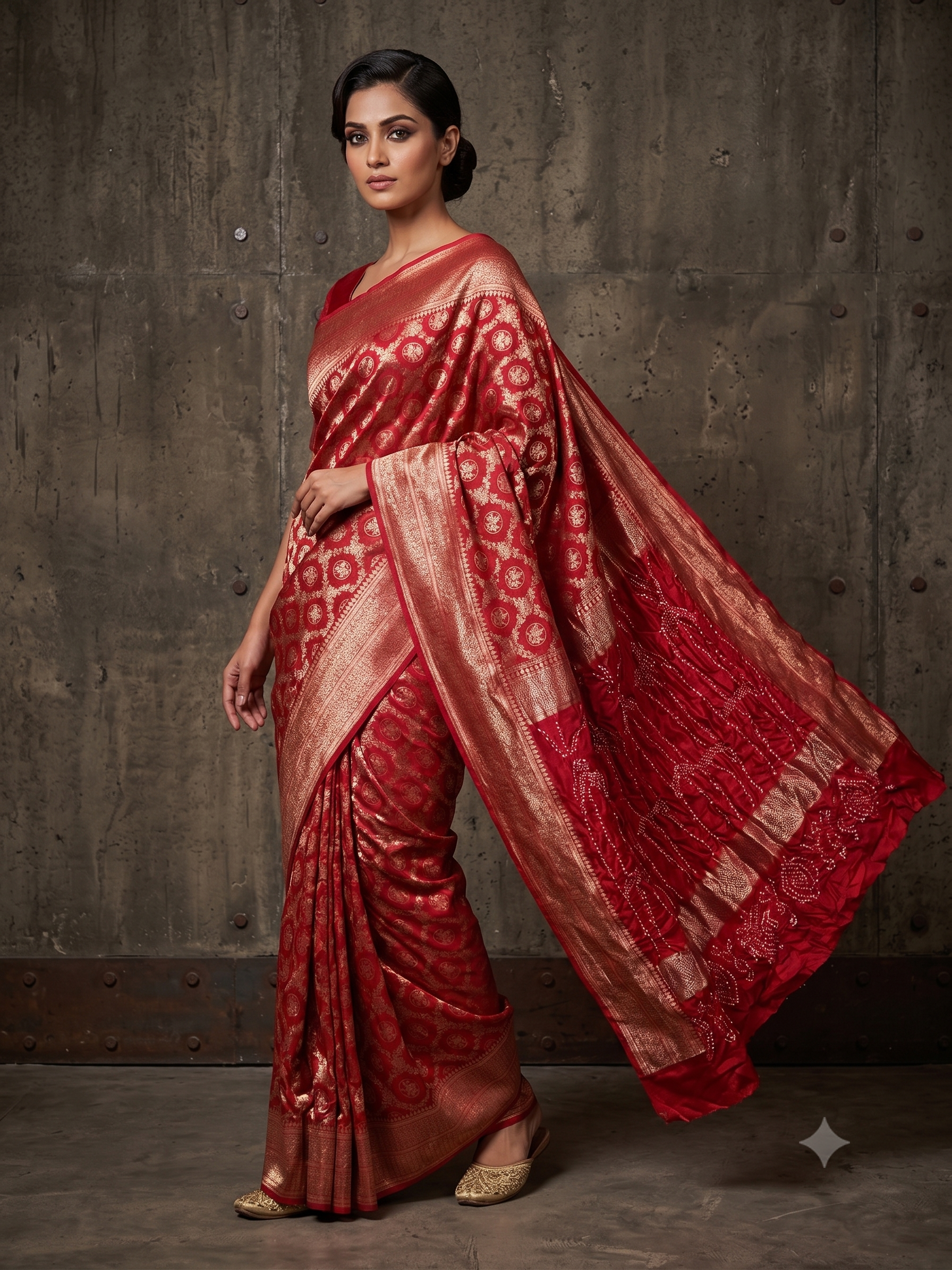Crimson Red Zari Woven Banarasi Silk Saree