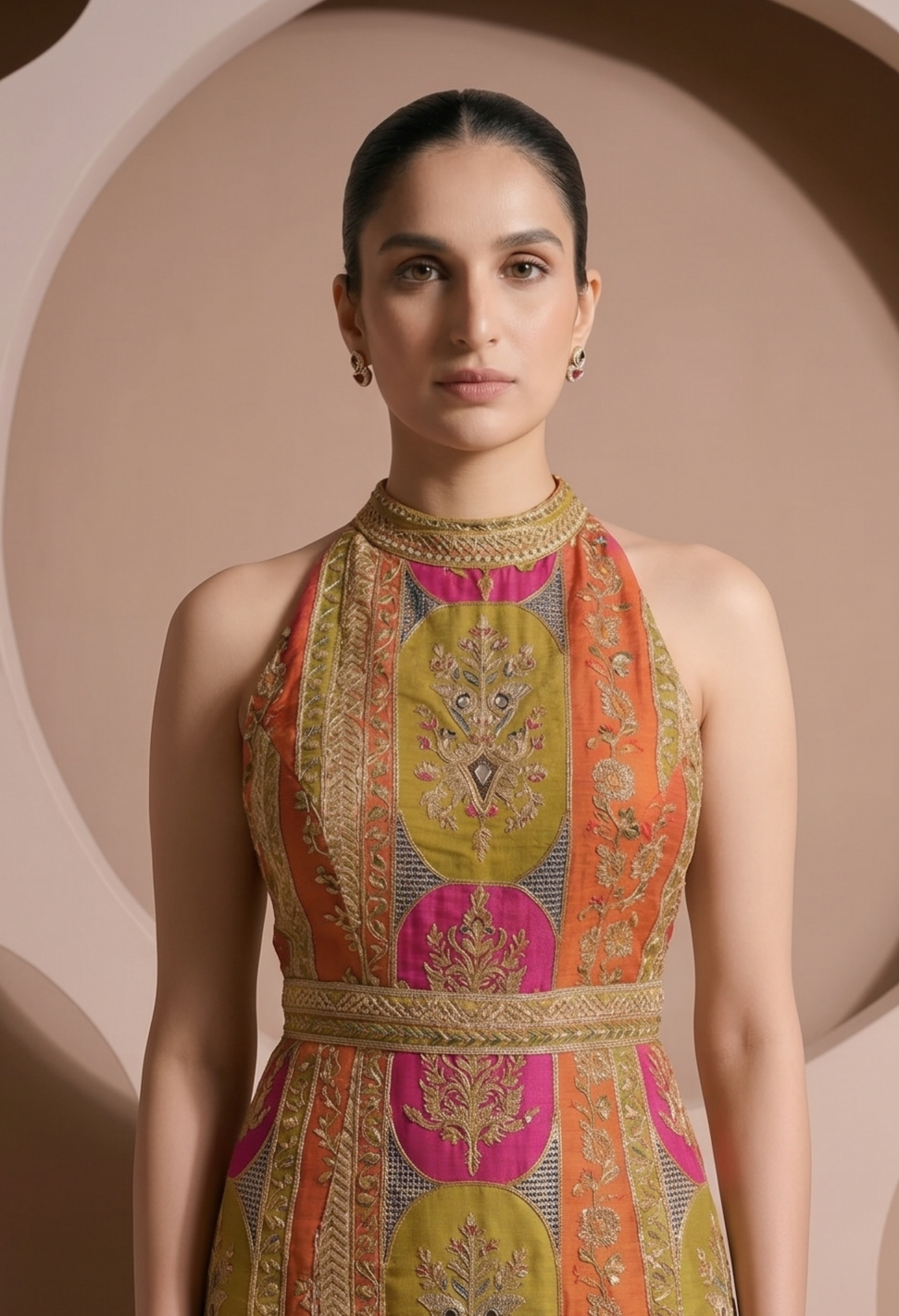 Multi Vibrant Embellished Crepe Silk Jumpsuit