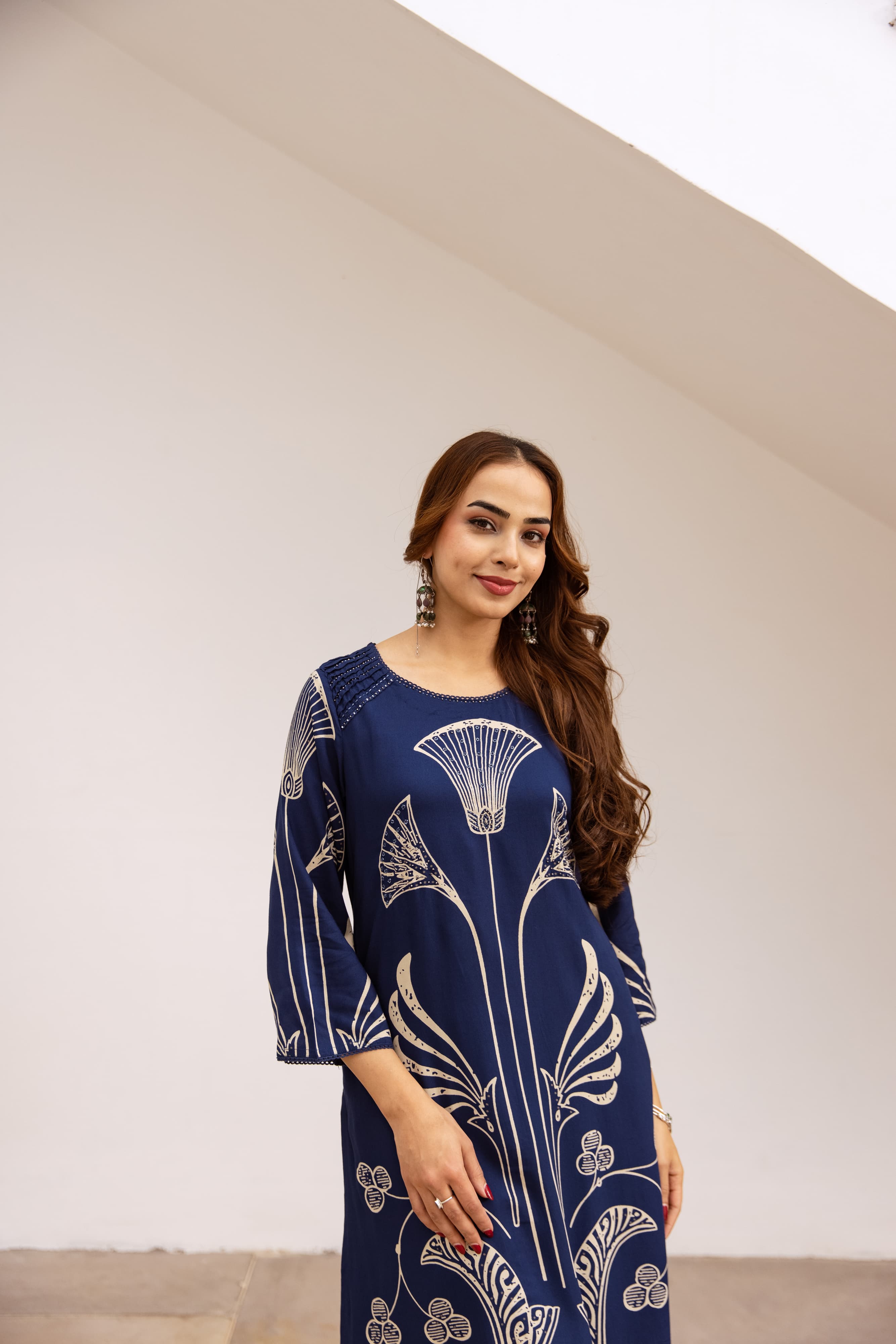 Blue Printed Organic Cotton Kurta Set