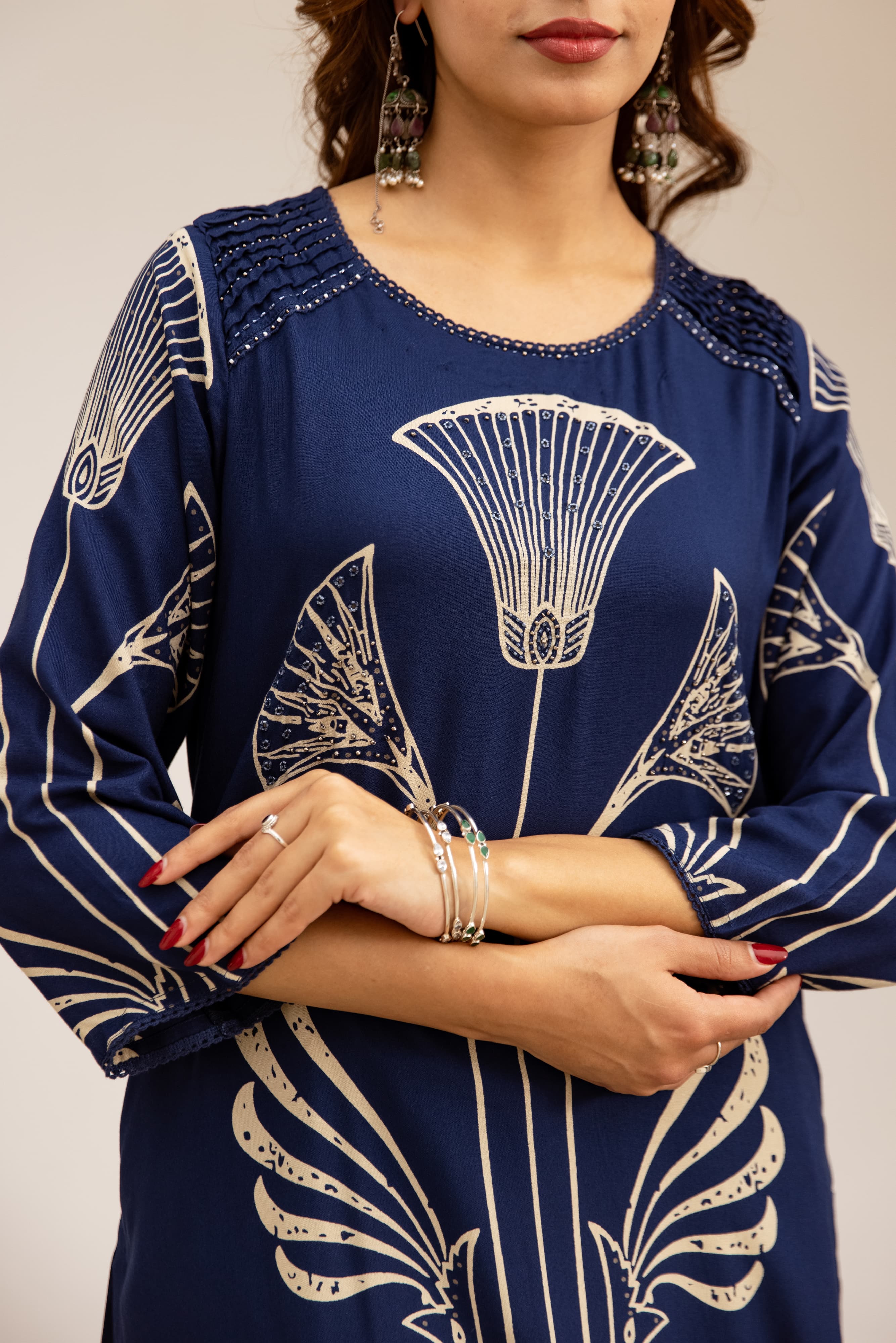 Blue Printed Organic Cotton Kurta Set