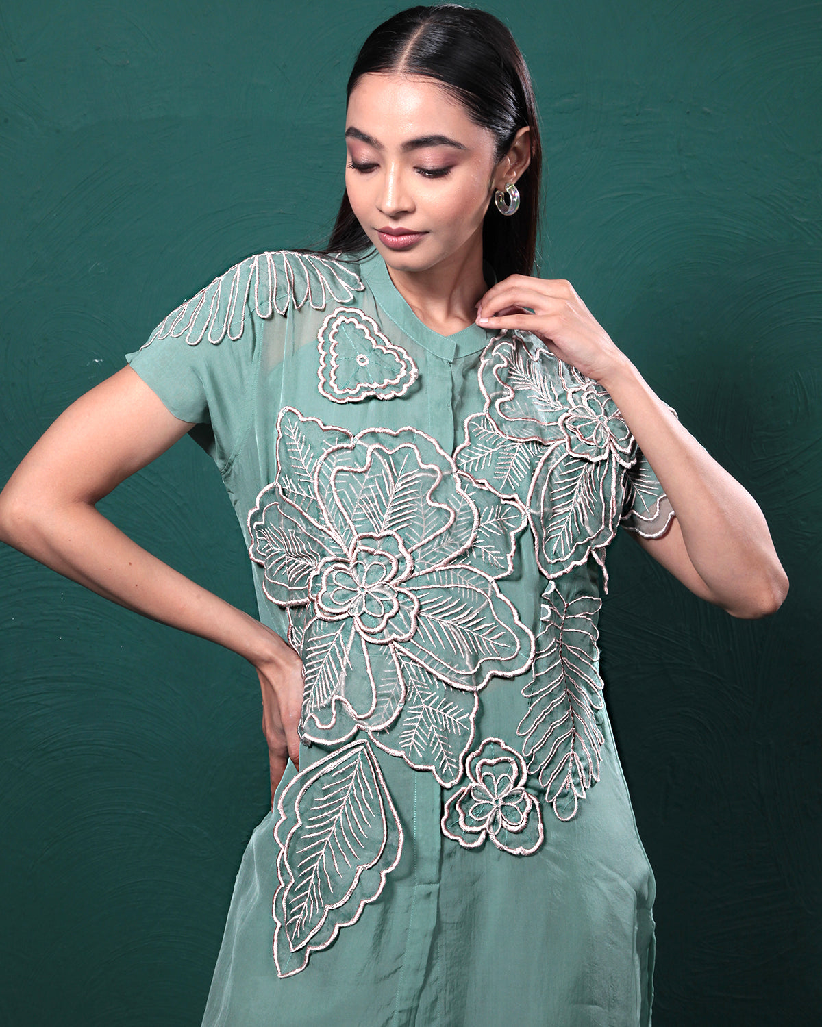 Sage Green Sheer Floral Co-Ord Set