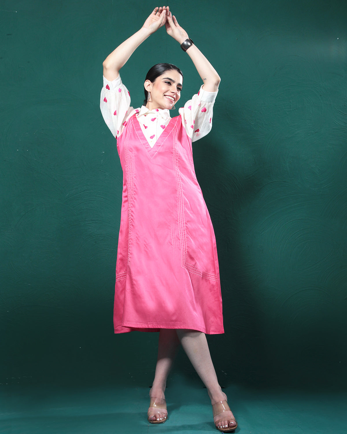 One Love Pink Hearts Tunic Dress