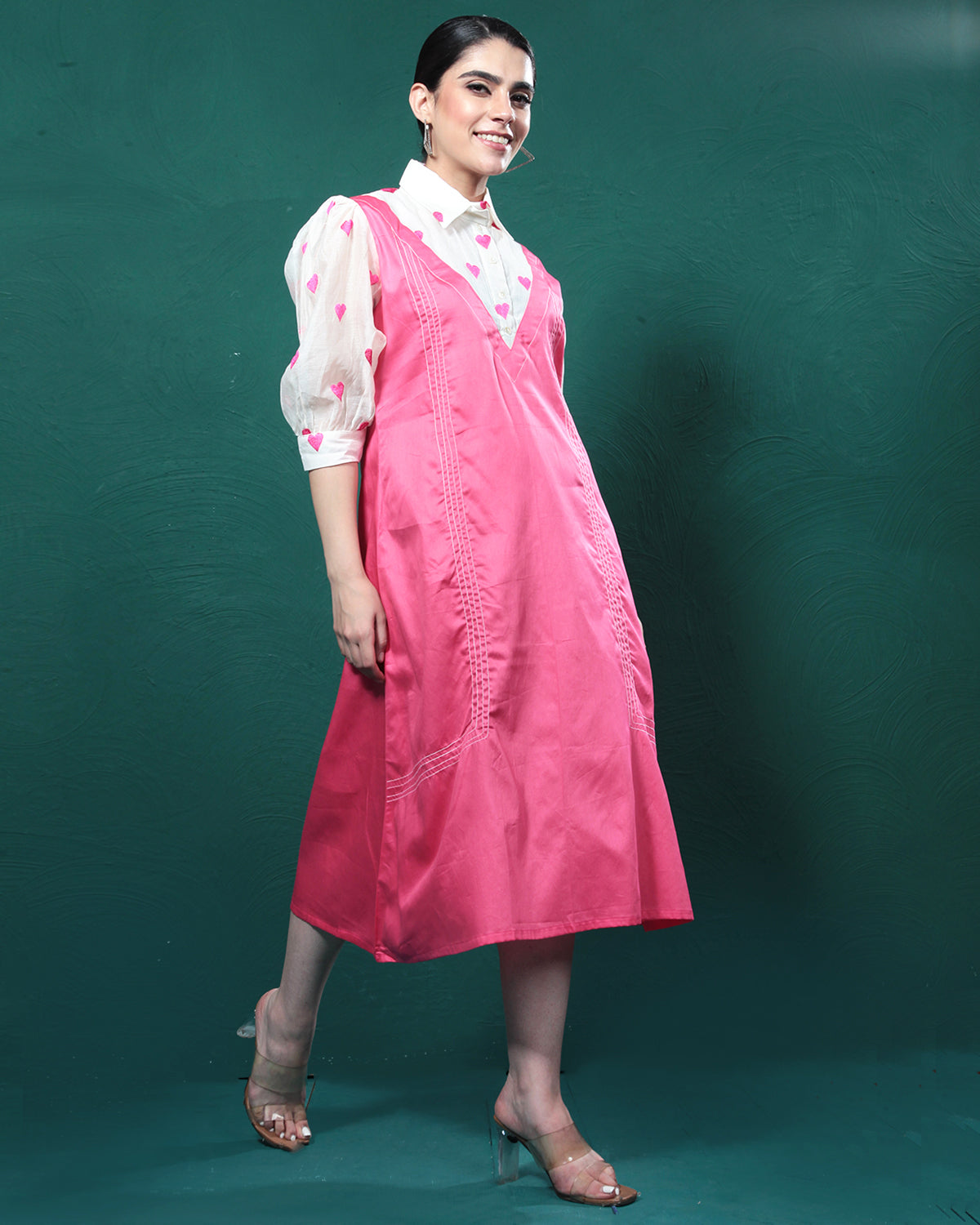 One Love Pink Hearts Tunic Dress