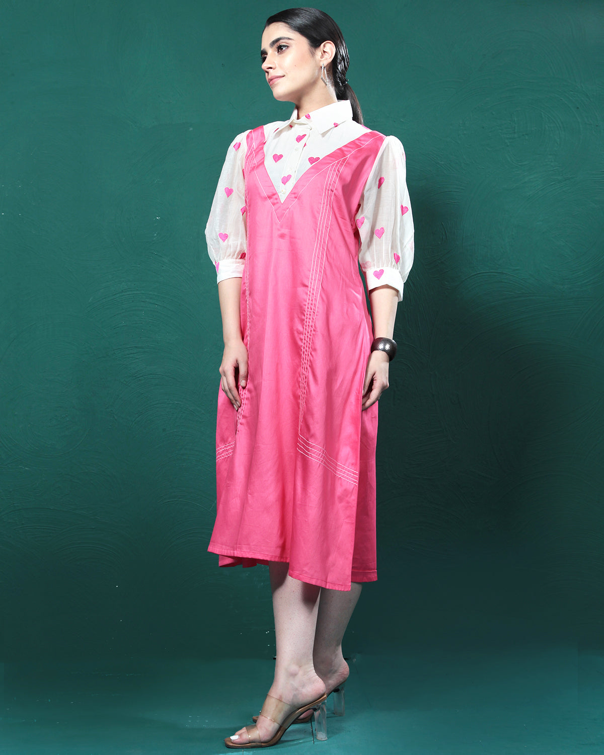 One Love Pink Hearts Tunic Dress