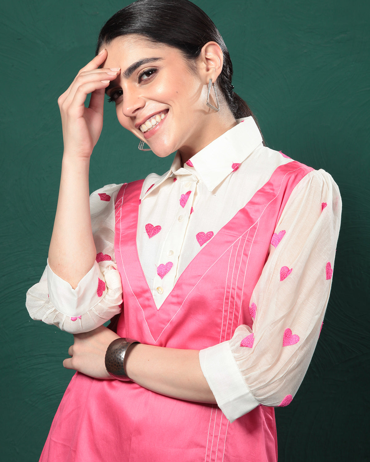 One Love Pink Hearts Tunic Dress