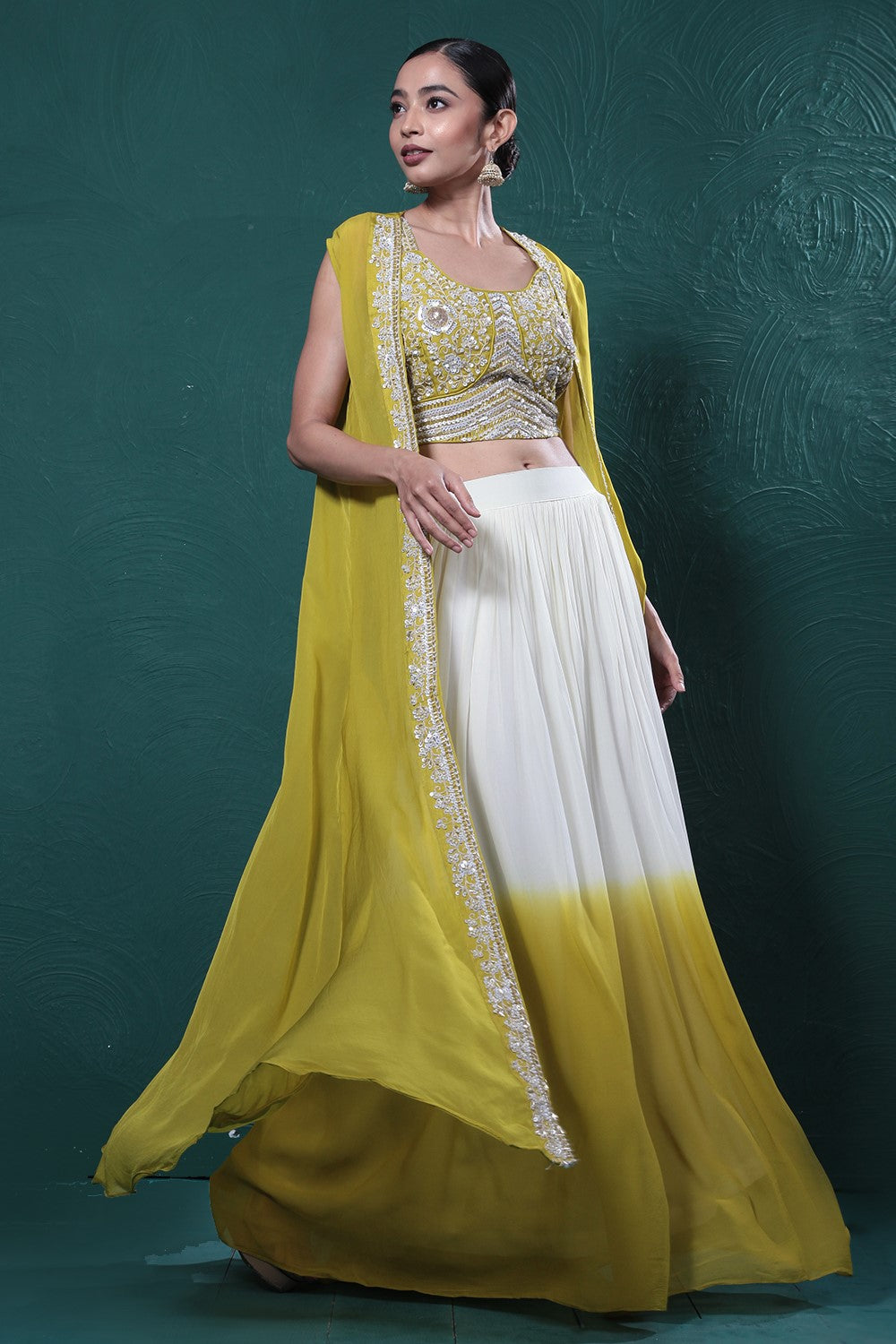 Pear Green Ombre-Dyed Cape Set