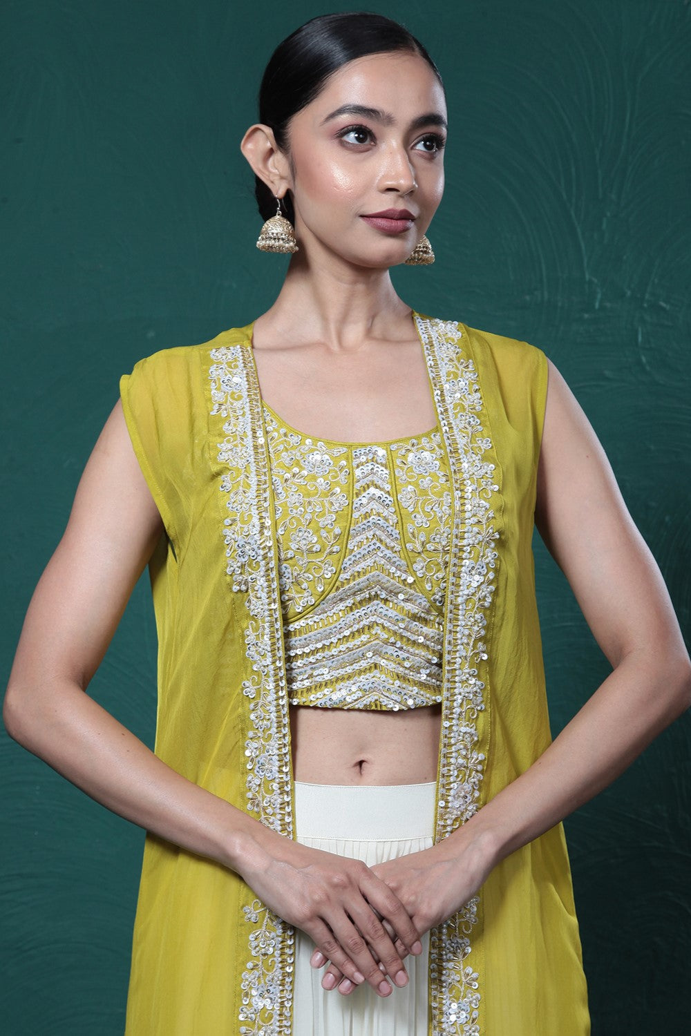 Pear Green Ombre-Dyed Cape Set