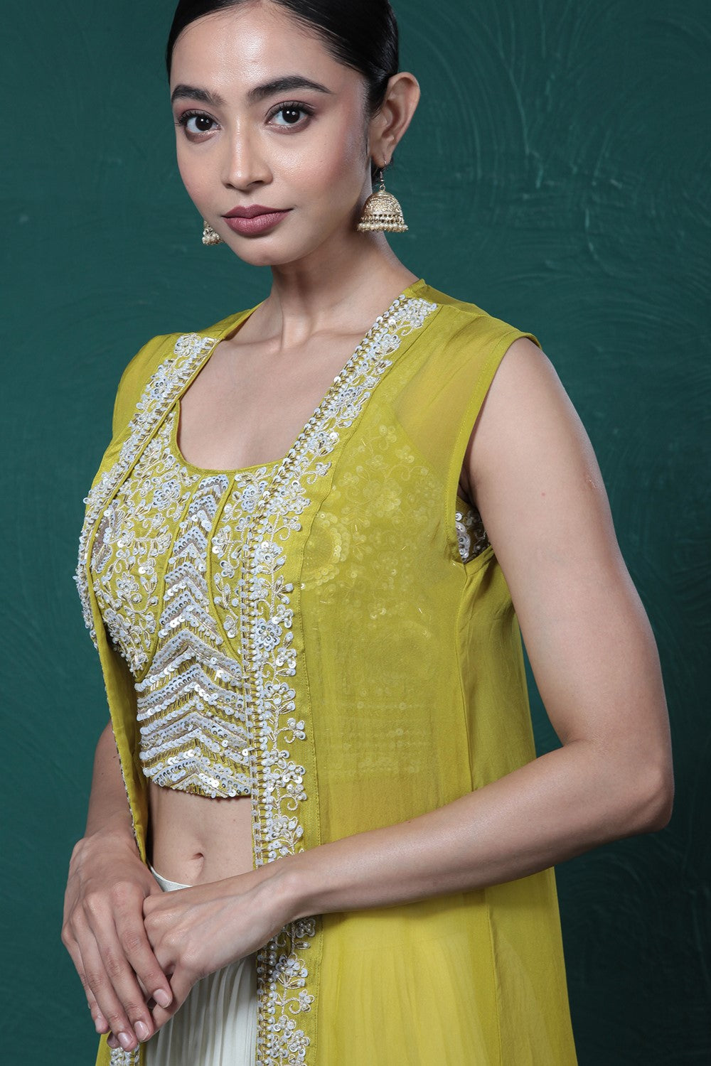 Pear Green Ombre-Dyed Cape Set